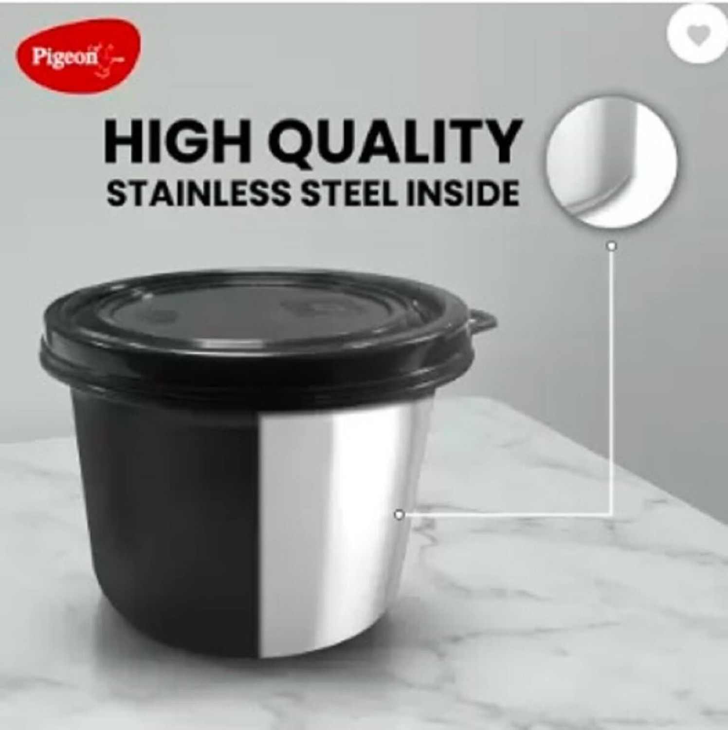 Image of Pigeon Heat & Treat Lunch Box 4 Containers Stainless Steel Office Lunch Box