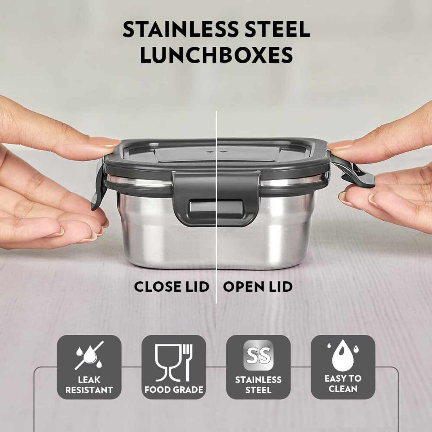 Image of AXN Stainless Steel Tiffin for Kid 3 Containers Stainless Steel School Lunch Box