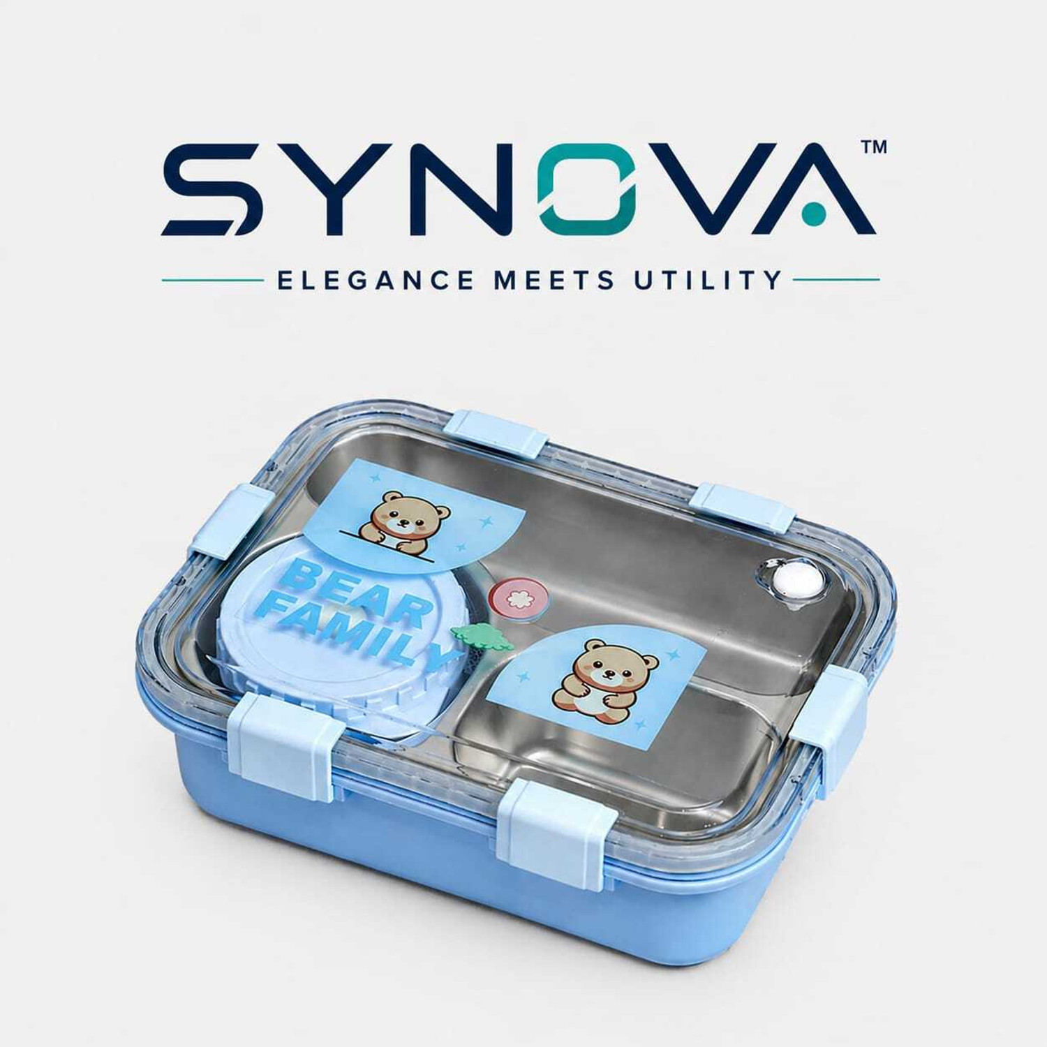 Image of SYNOVA 001 3 Containers Stainless Steel School Lunch Box