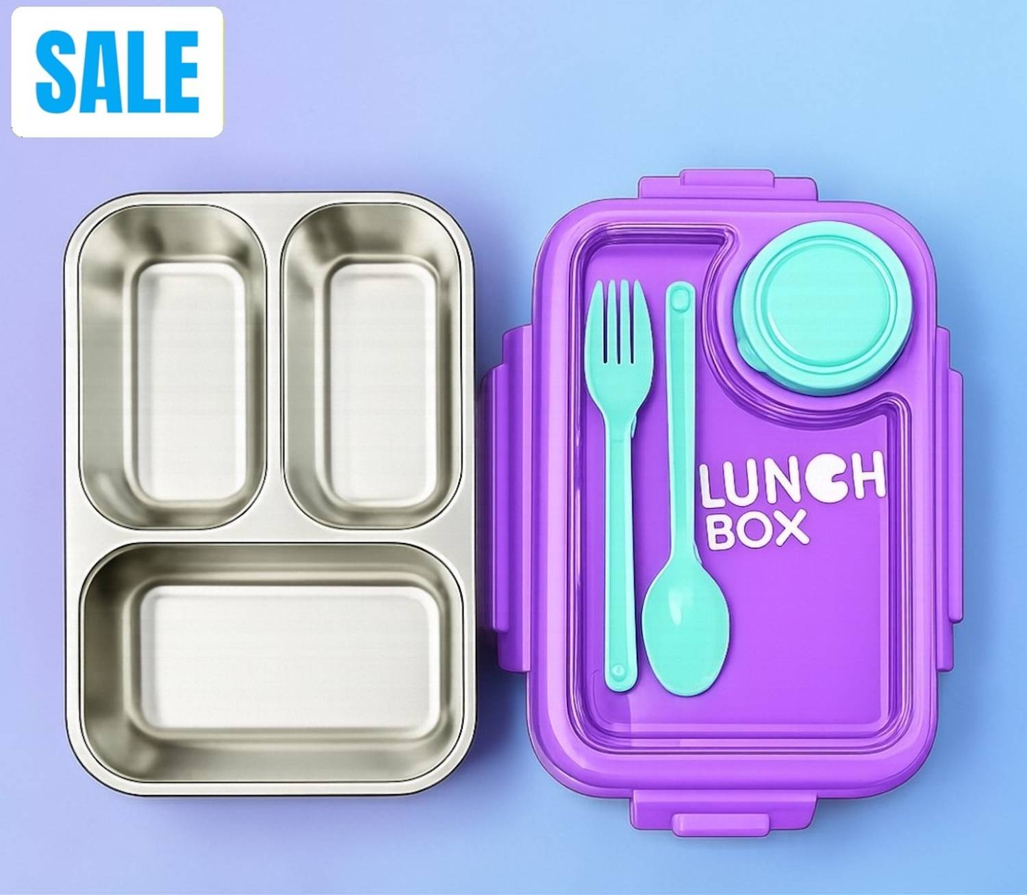 Sagaft B100 Lightweight 3 Compartment Lunch Box with Strong Lock Lid 3 Containers Aluminium School Lunch Box — Lunch Boxes & Tiffins