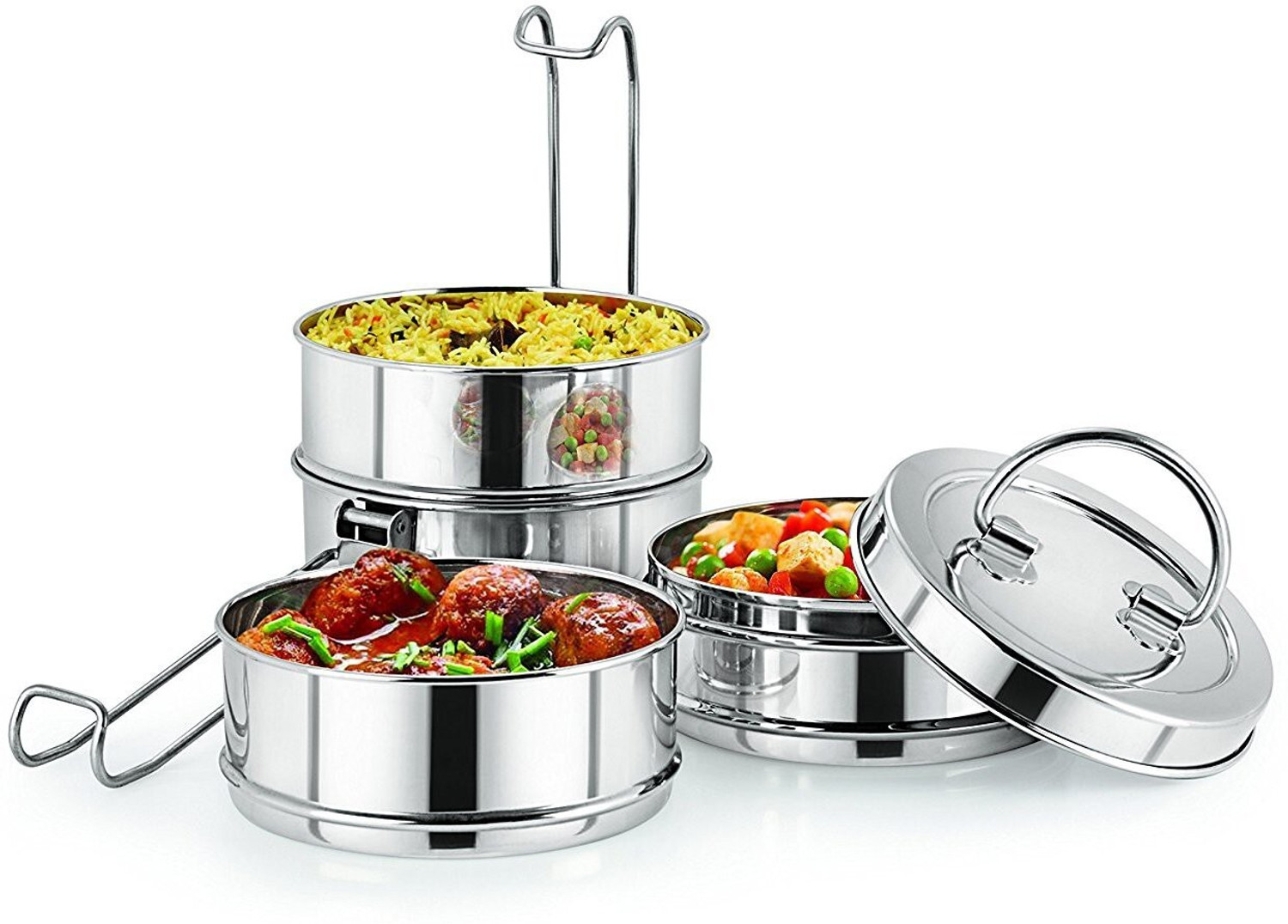 Image of NEELAM Stainless Steel Tiffin Sada, 8x4 4 Containers Stainless Steel Office Lunch Box