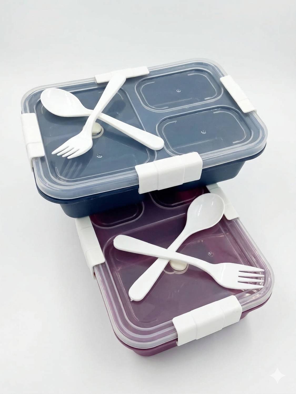 Zyronex Tokyo Tiffin Box With Spoon And Fork 3 Containers Plastic School Lunch Box — Lunch Boxes & Tiffins