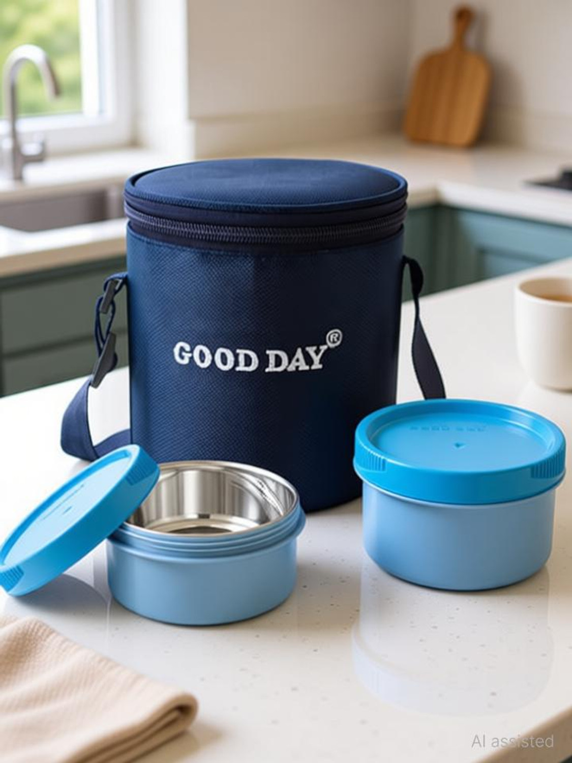 Image of Good Day Easymeal 2pcs blue 2 Containers Plastic Office Lunch Box