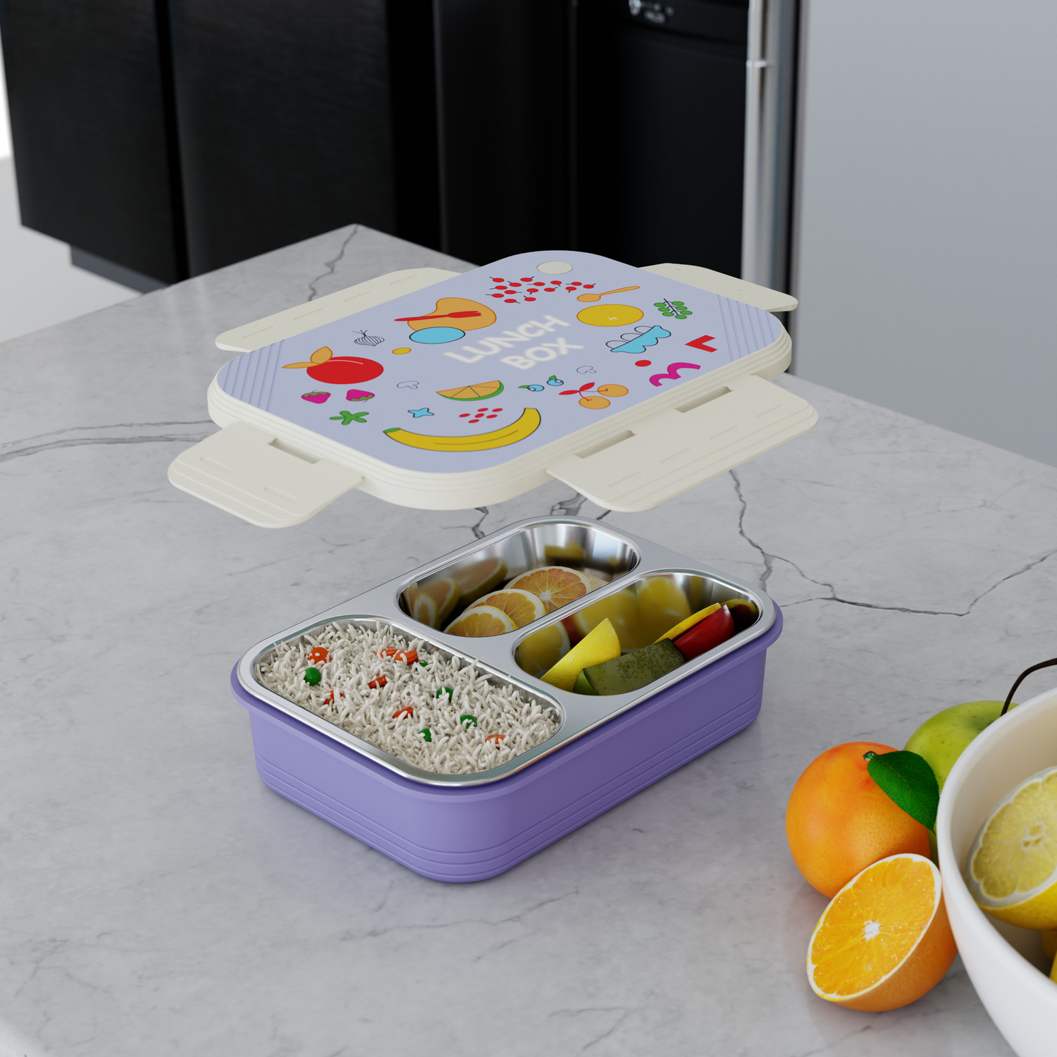Image of Neelkanth 009 3 Containers Stainless Steel School Lunch Box