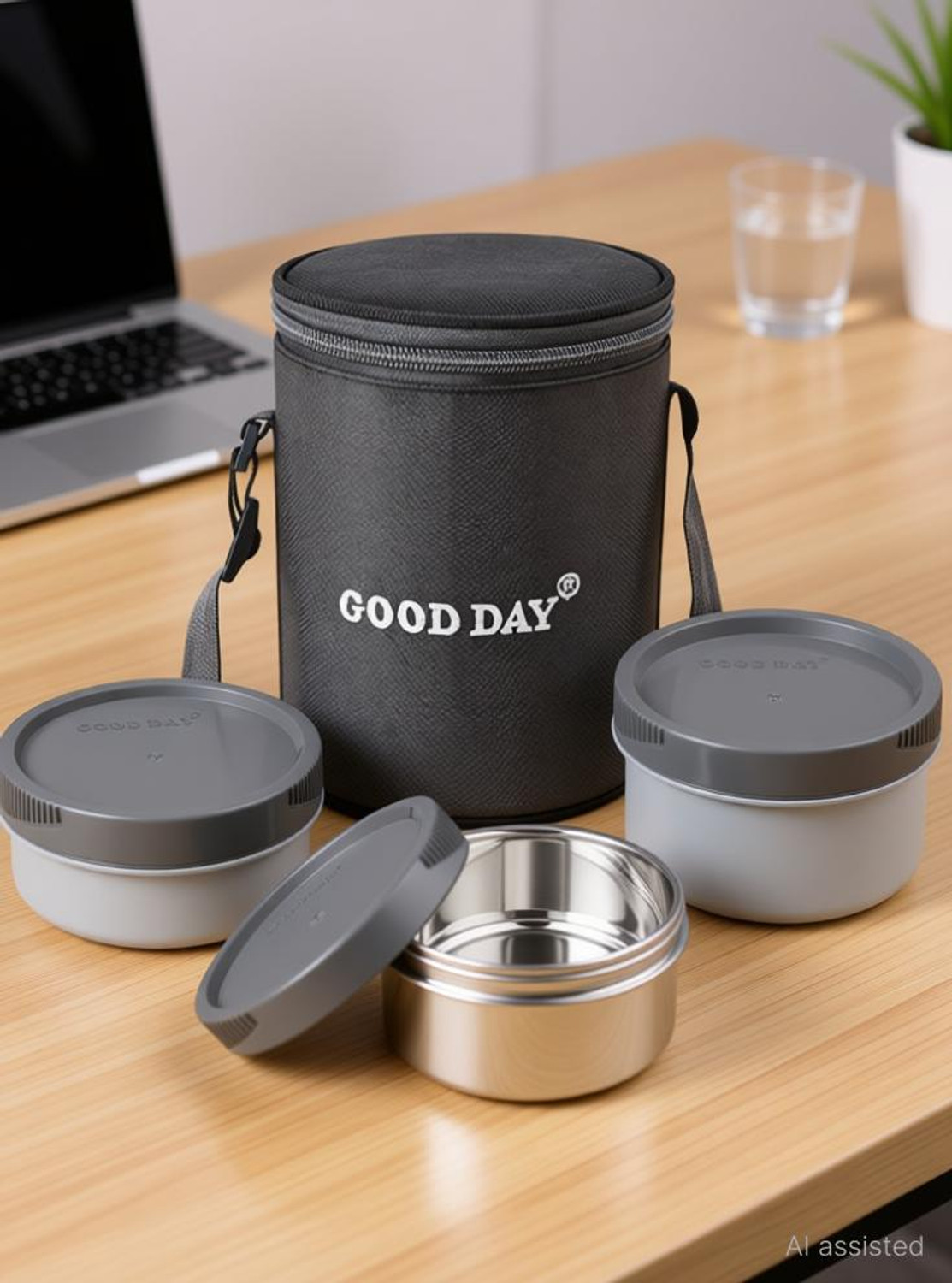 Image of Good Day Easymeal 3pcs grey 3 Containers Plastic Office Lunch Box