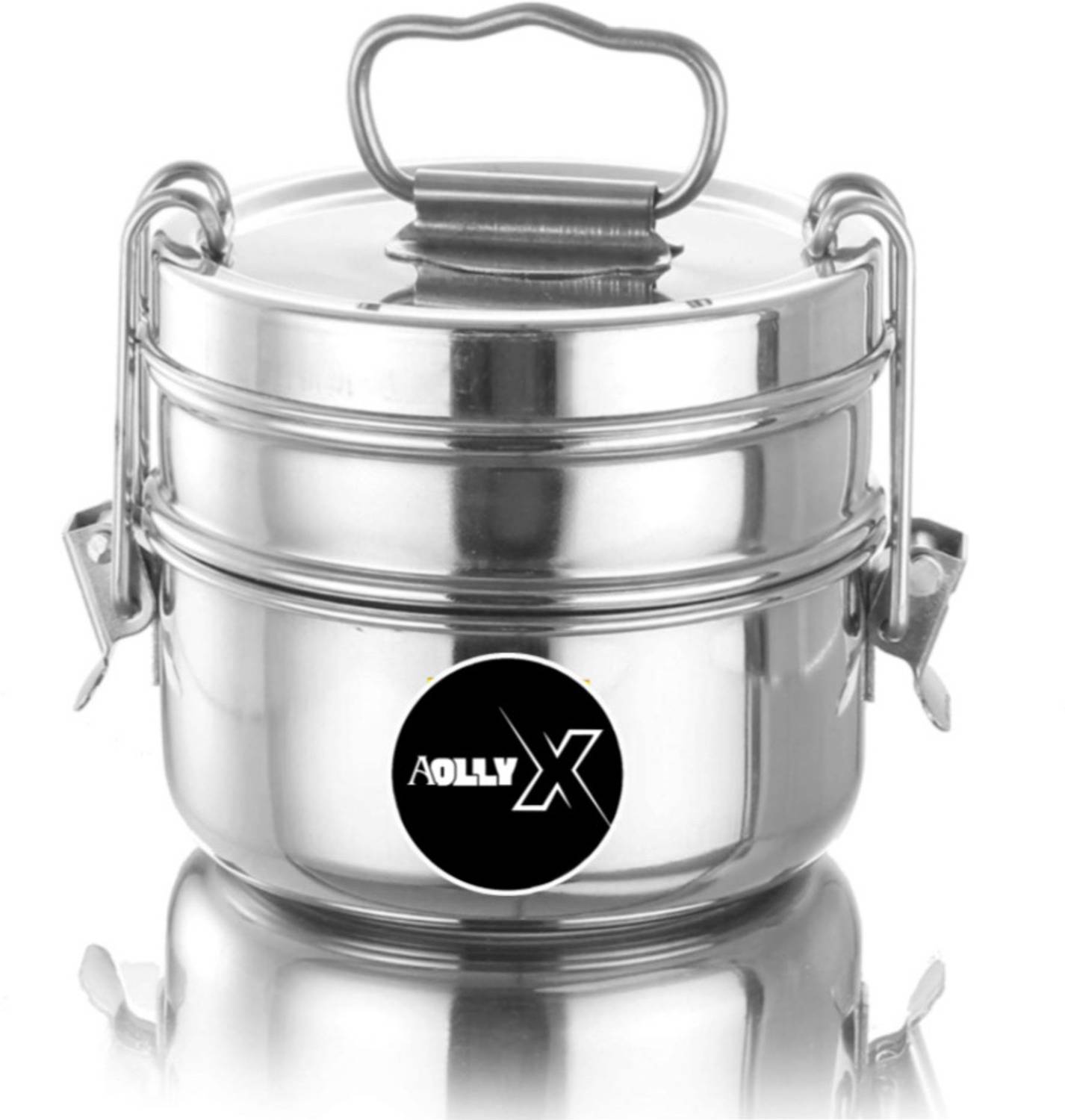 AOLLYX 2 Compartment Clip Tiffin/Lunchbox 2 Containers Stainless Steel Office Lunch Box