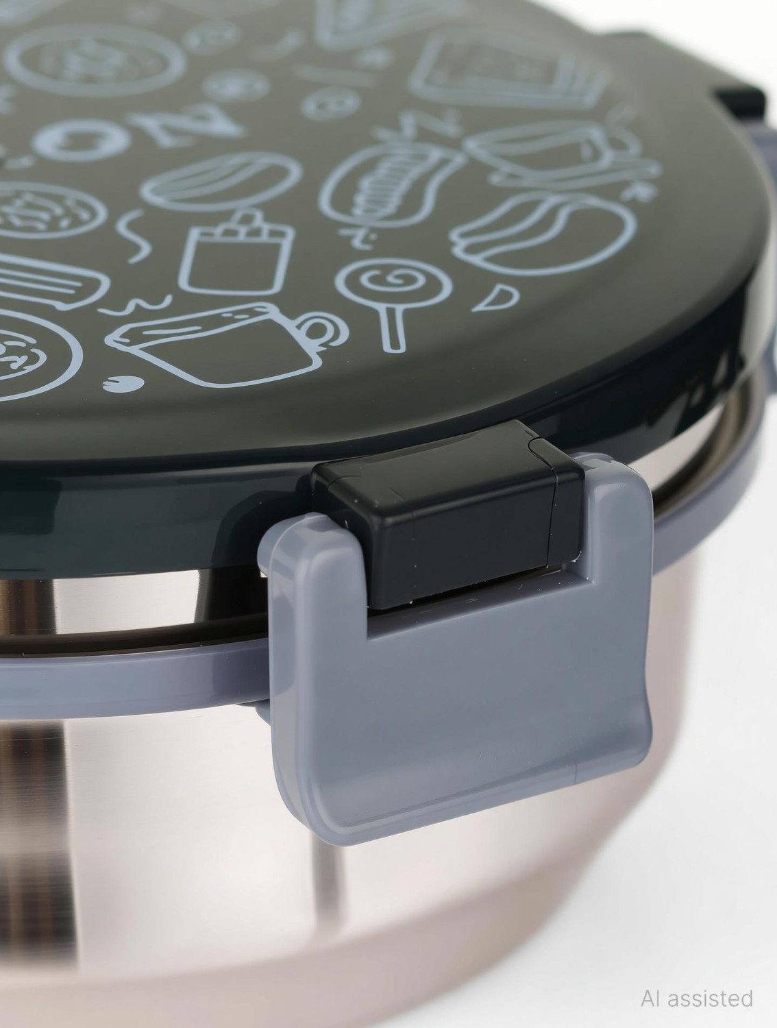 Image of ROLON FreshLock Stainless Steel Round Lunch Box with Leak-resistent Locking Lid| 1 Containers Stainless Steel College Lunch Box