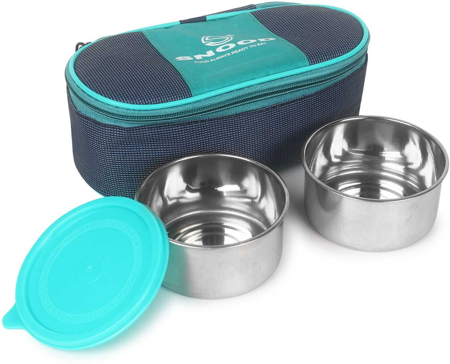 Image of SNOOD Classic Lunch Box | 3 Containers | 300 Ml Each | Stainless-Steel Leak-Proof 3 Containers Stainless Steel College Lunch Box