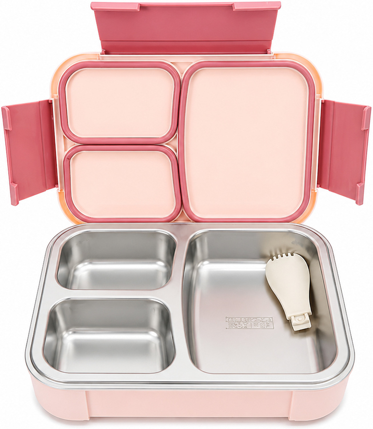Image of BLLUEX Insulated 3-Section Tiffin Box - Secure Clip Locks, BPA-Free, Leak-Proof Bento 3 Containers Stainless Steel, Plastic School Lunch Box