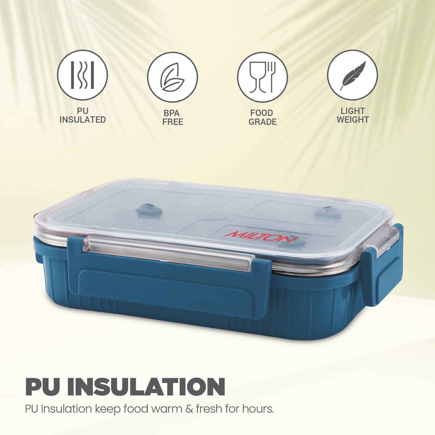 MILTON Meal Safe 2 Inner Stainless Steel Lunch Box, 465ml, Navy Blue - Image 2