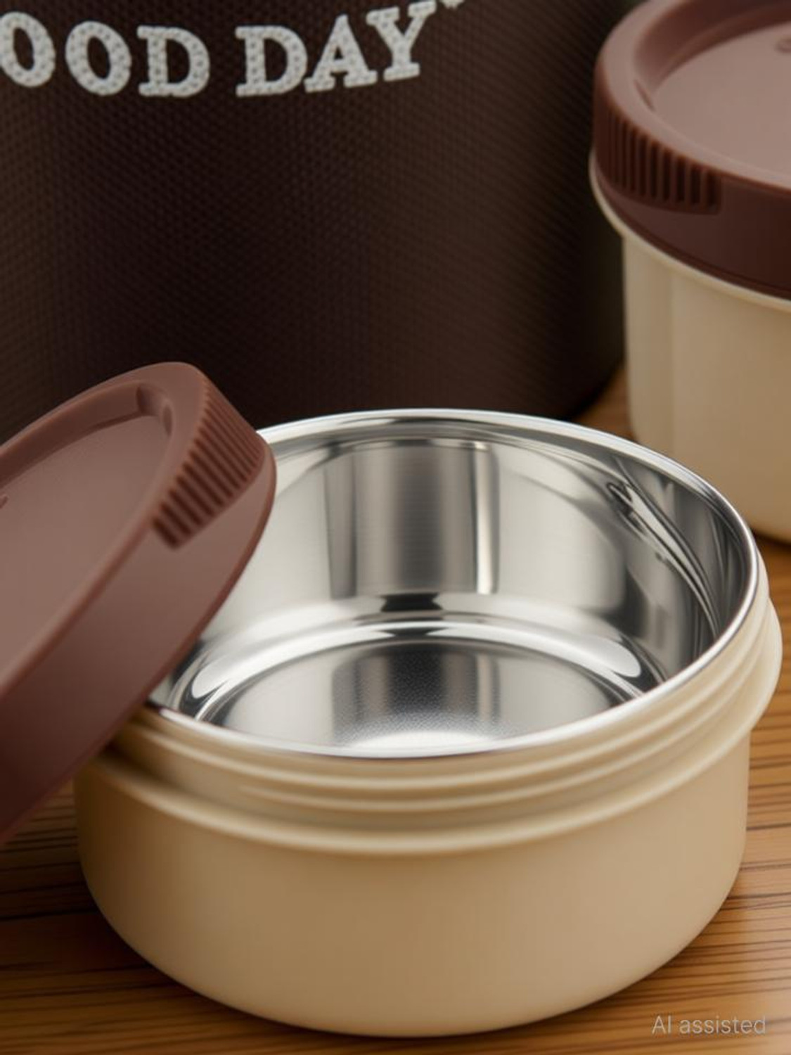 Image of Good Day Easymeal 4pcs brown 4 Containers Plastic Office Lunch Box