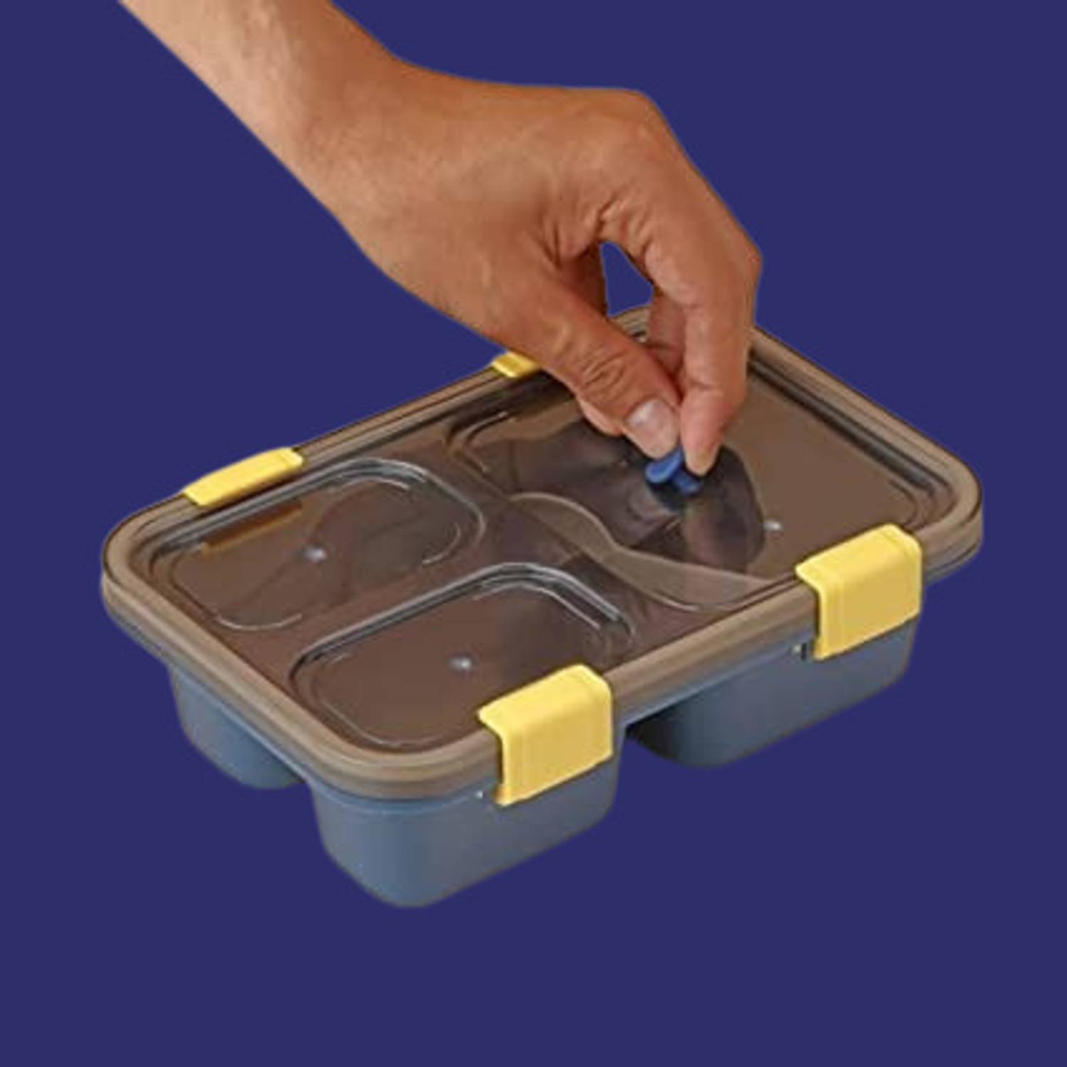 alakh 3 Compartment Lunch Box with Spoon | Leak-Proof Tiffin Box for Office, School 1 Containers Plastic School Lunch Box