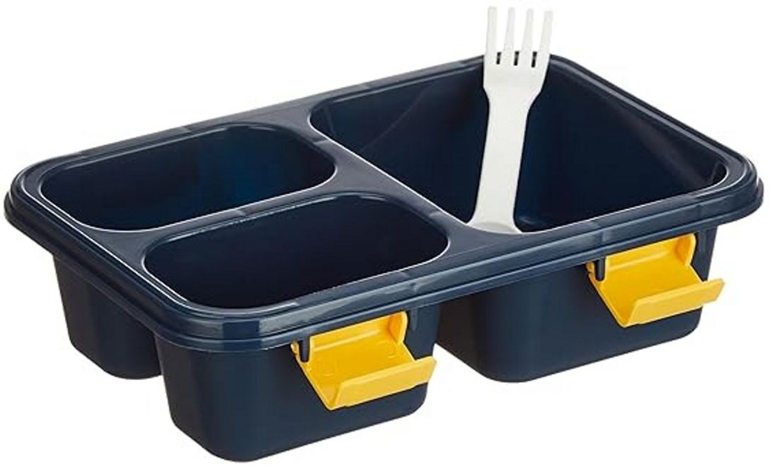 Image of KINZA 3 Compartment Premium Quality Plastic Leakproof Lunch Box 3 Containers Plastic School Lunch Box