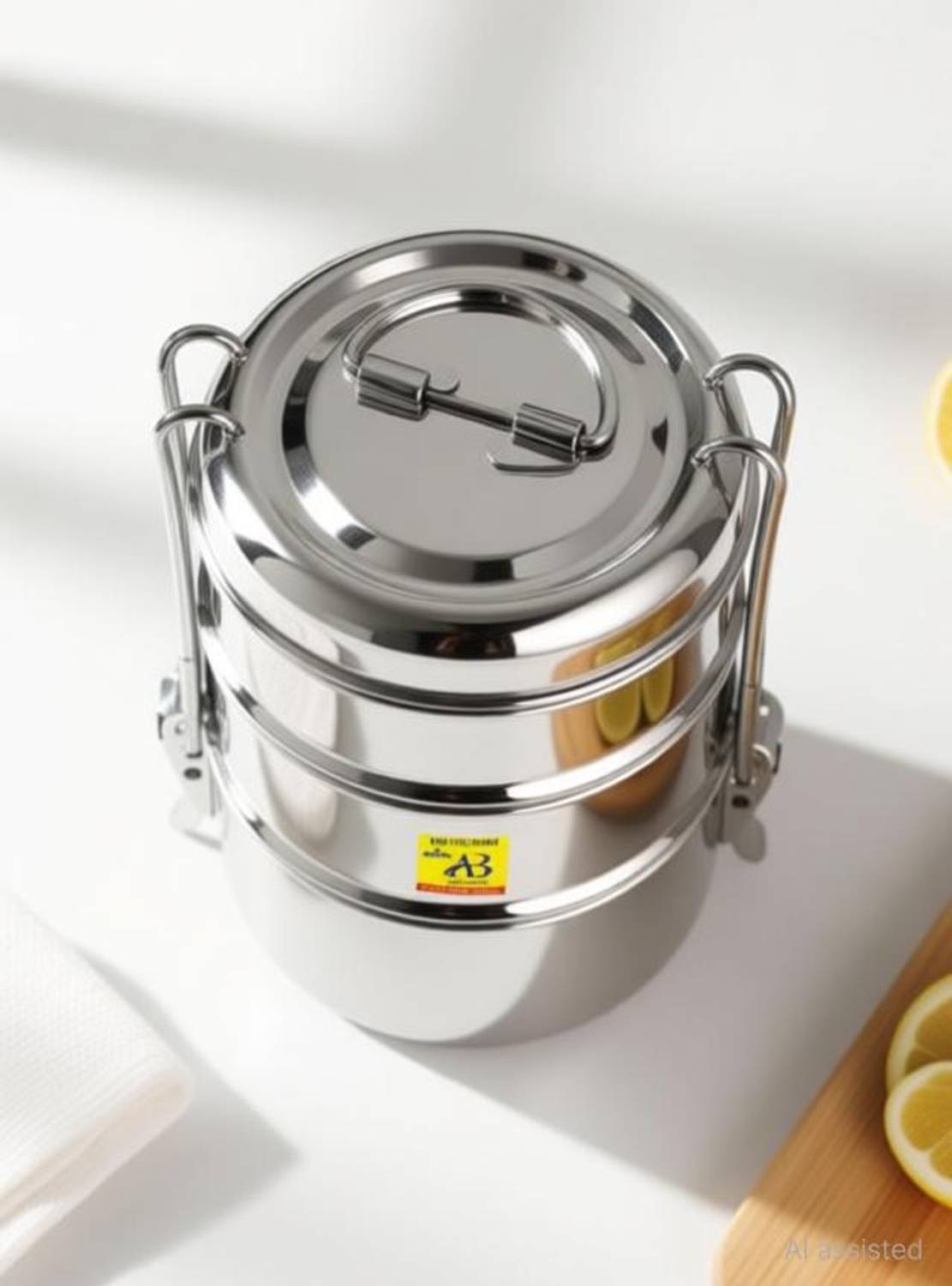 AEROBIX Lunch Box Stainless Steel_TIFFIN_195 3 Containers Stainless Steel Office Lunch Box