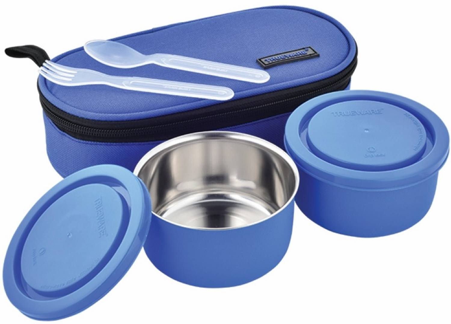Trueware Executive MicroSafe Blue 2 Containers Stainless Steel, Plastic Office Lunch Box
