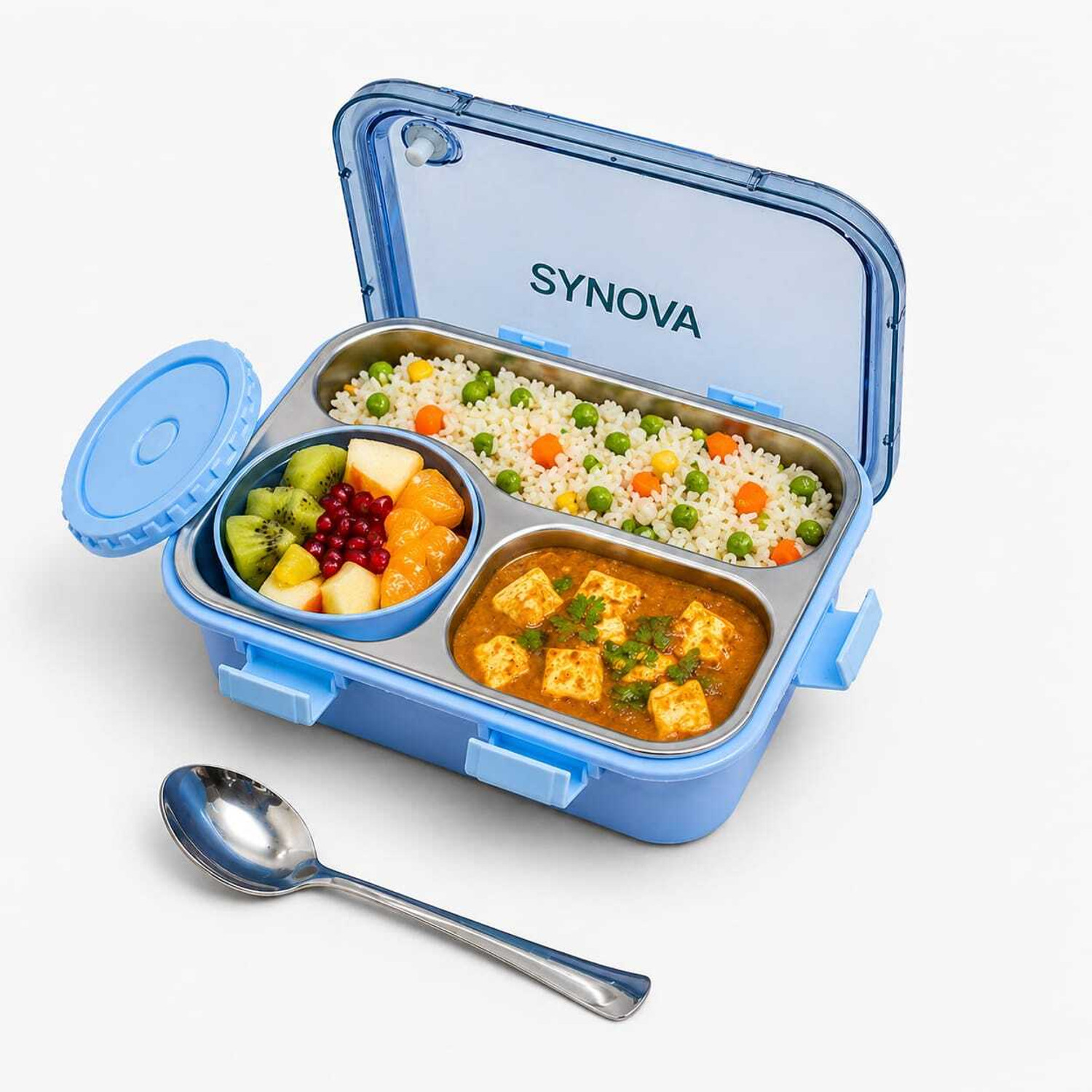 Image of SYNOVA 001 3 Containers Stainless Steel School Lunch Box