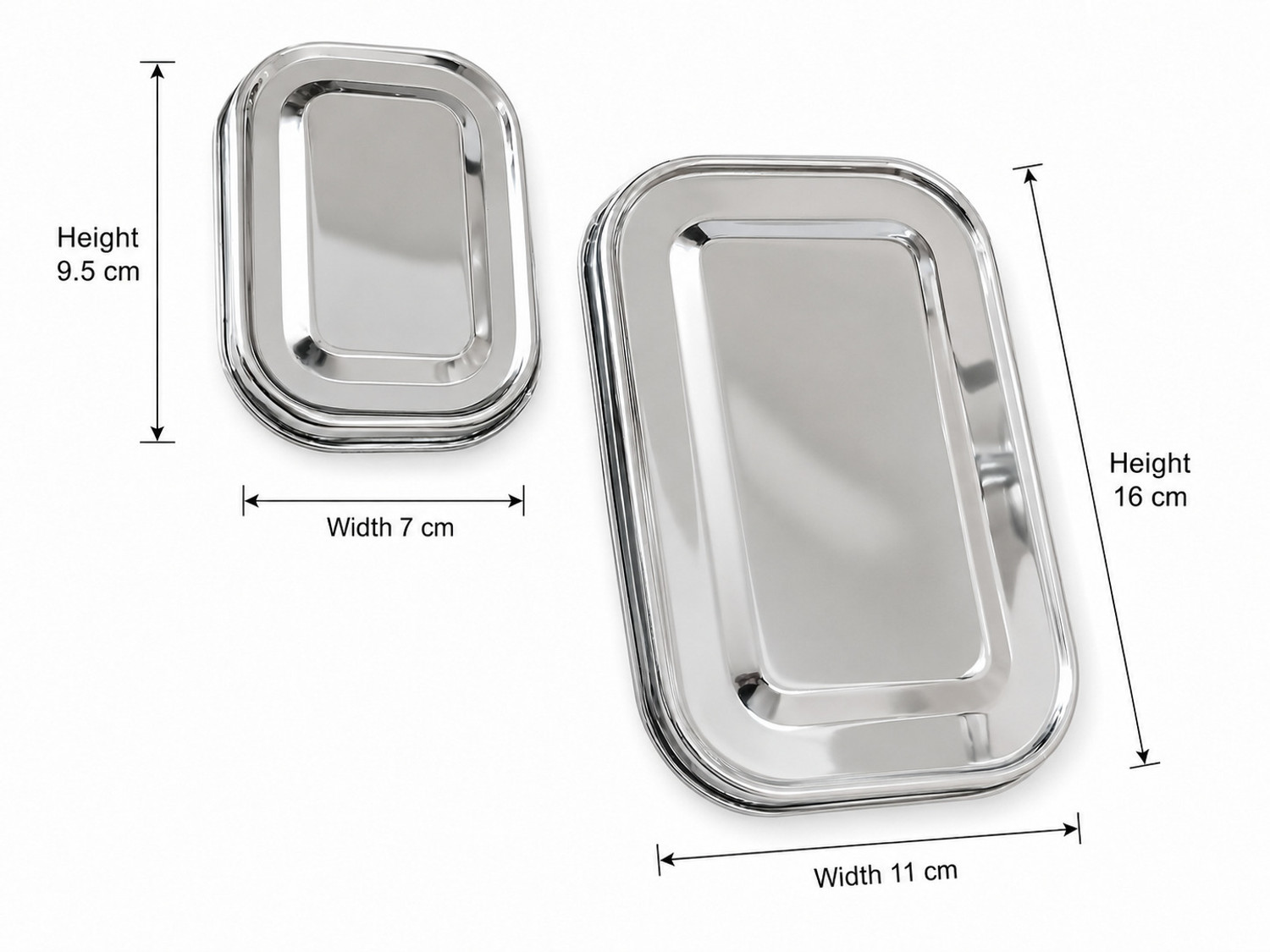 Image of kwi Steel Lunch Box Rectangular 2 Containers Stainless Steel School Lunch Box