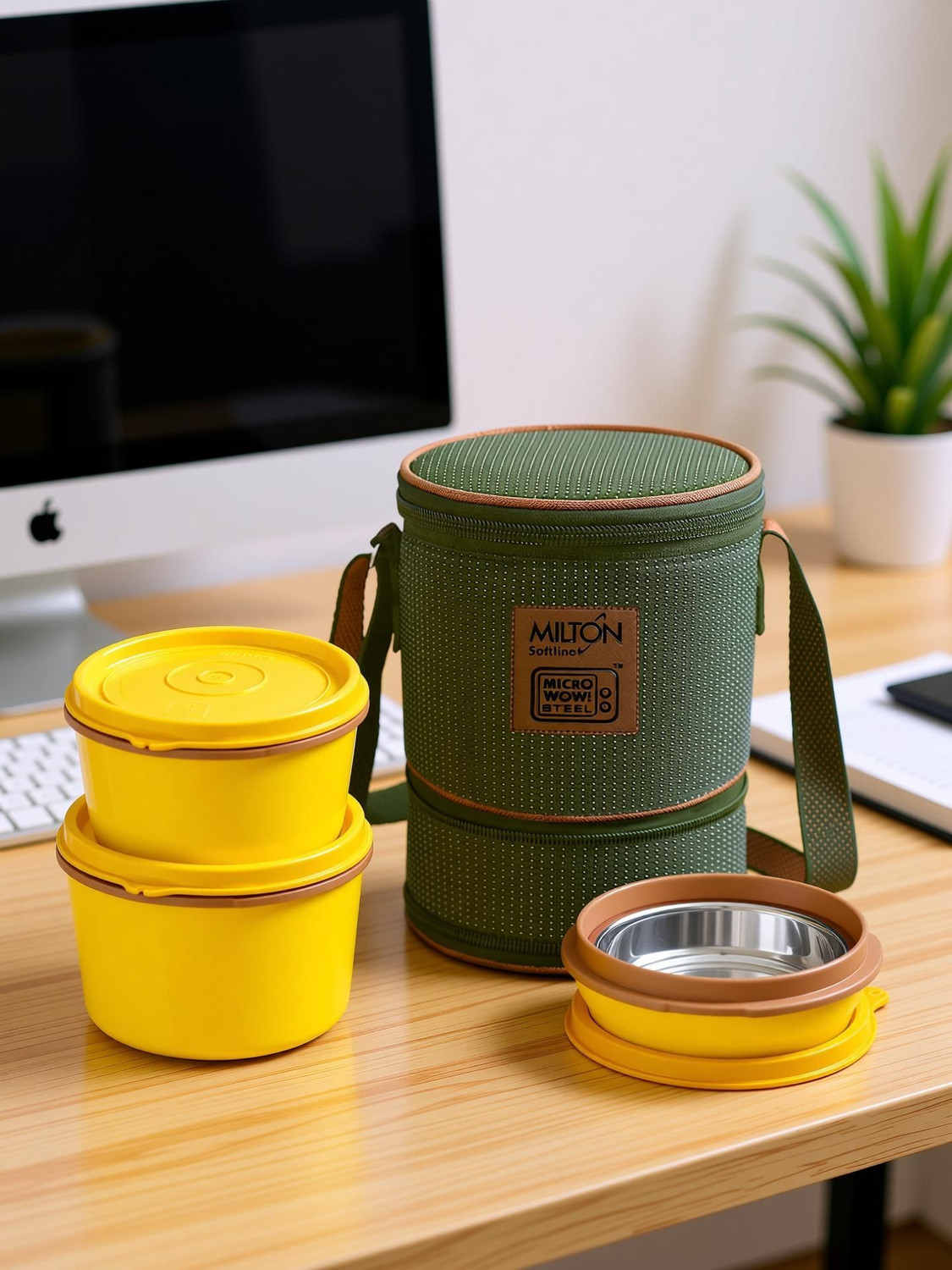 Image of MILTON Flexi 2+1 3 Containers Stainless Steel, Plastic Office Lunch Box