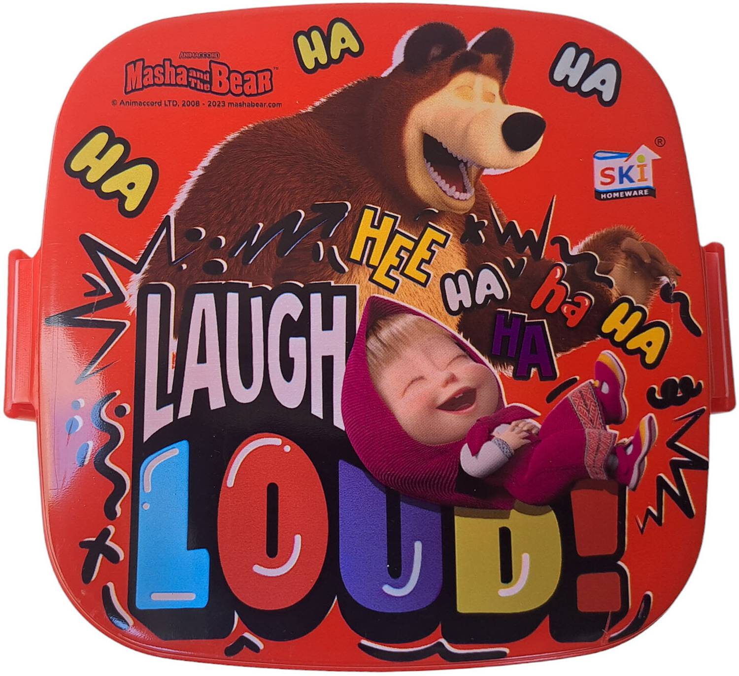 ANMOL'S SMILEY ski_lunch box_masha & bear 2 Containers Plastic School Lunch Box