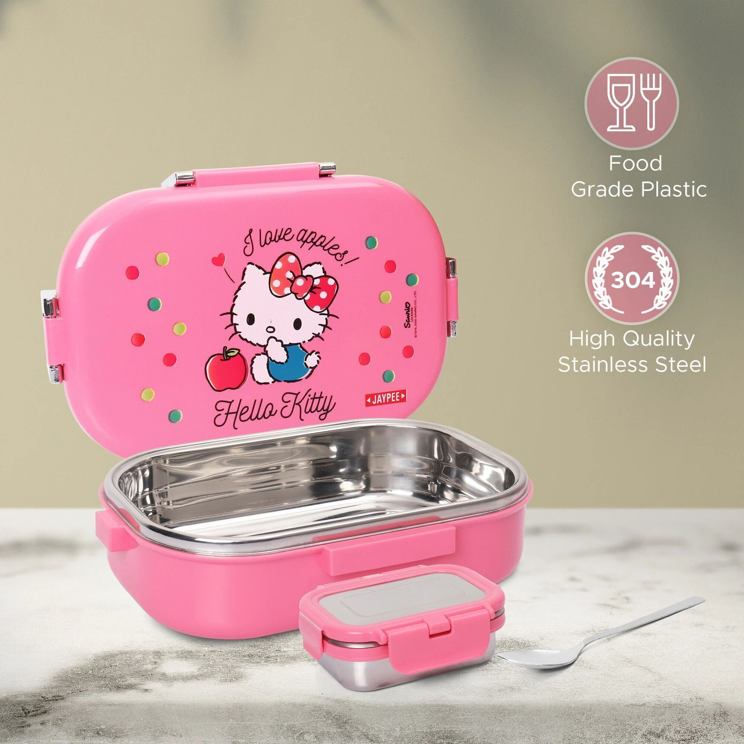 Image of JAYPEE Missteel Kitty 1 Containers Stainless Steel, Polypropylene School Lunch Box