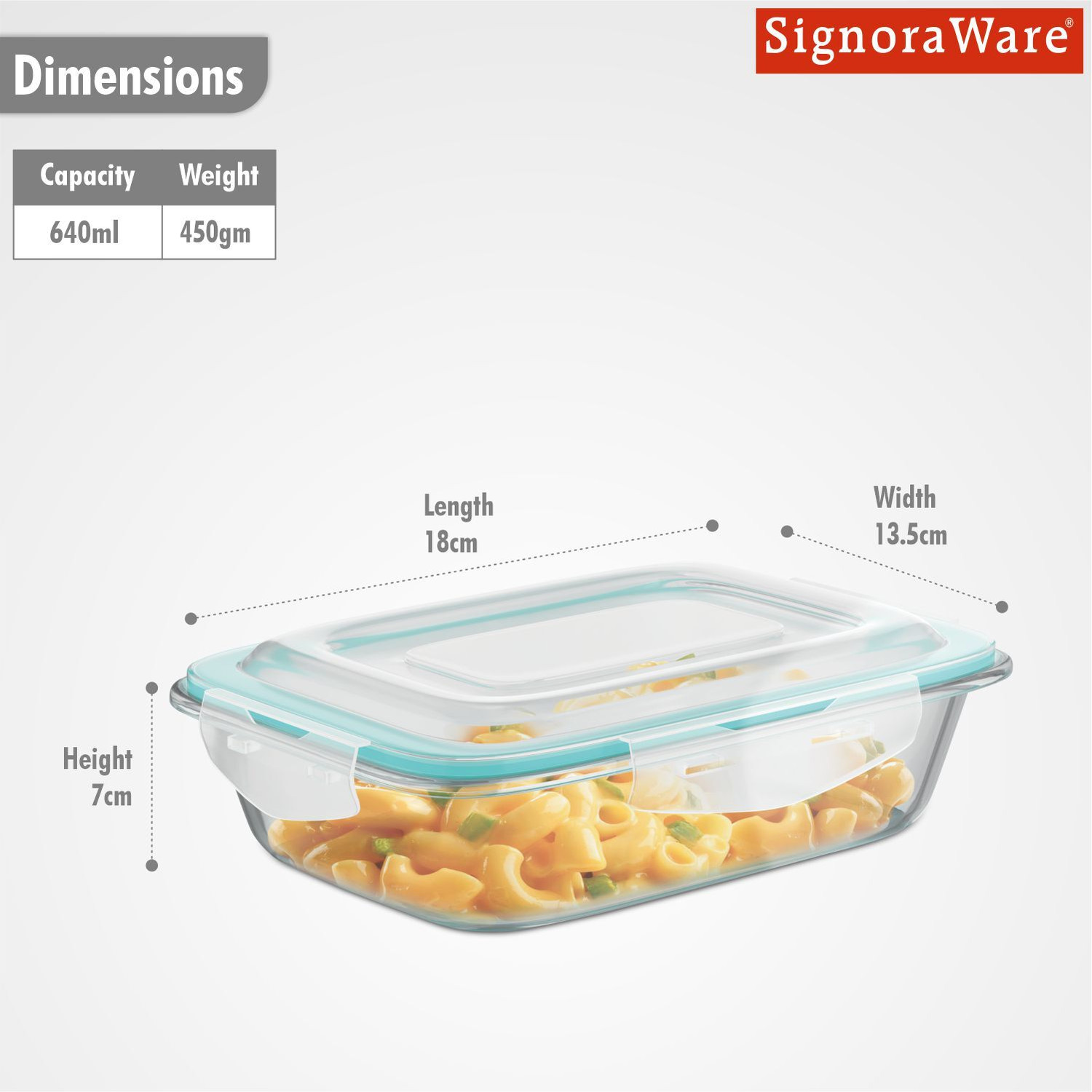 Image of Signoraware Lock N Store Rectangular 1 Containers Glass Office Lunch Box