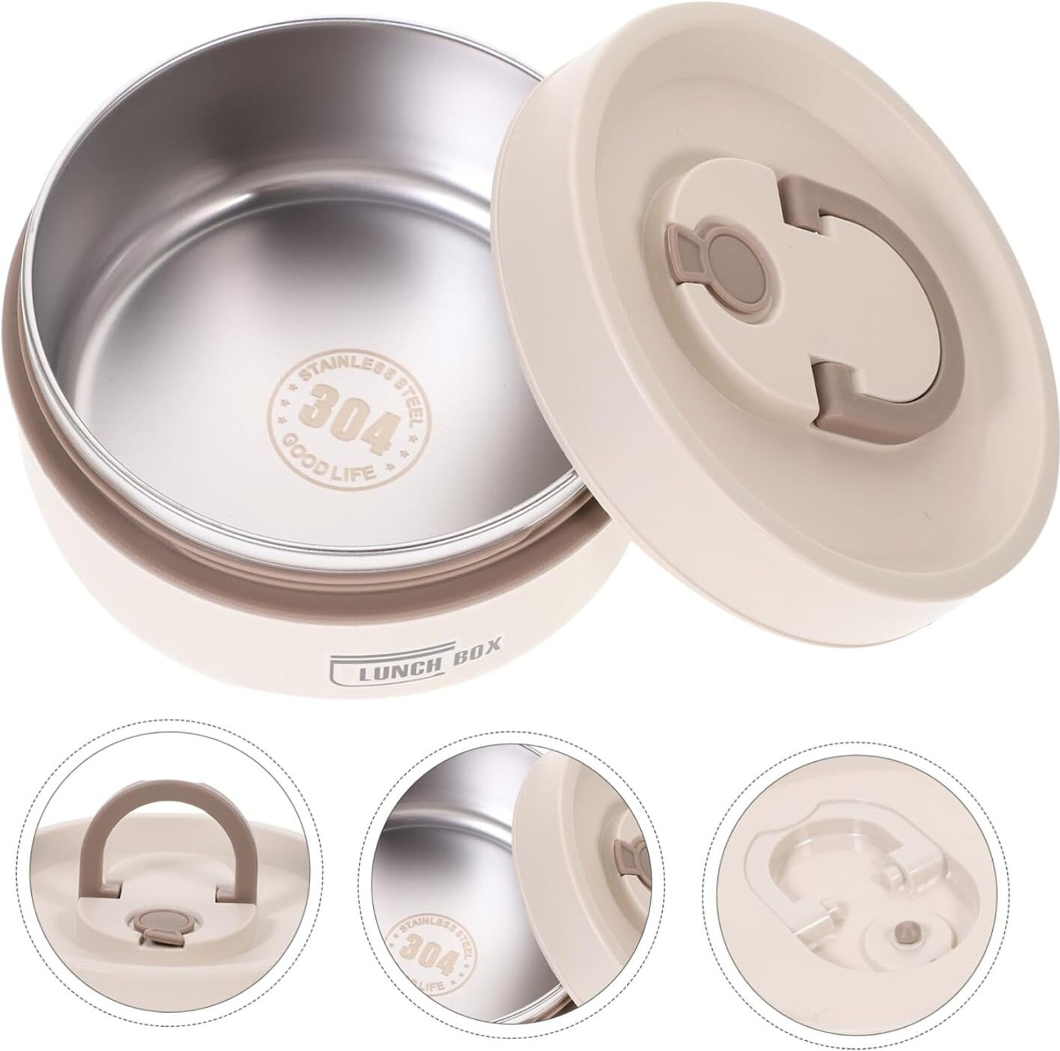 Image of Plastic Tiffin Box Beige Lunch Box 1 Containers Plastic Office Lunch Box