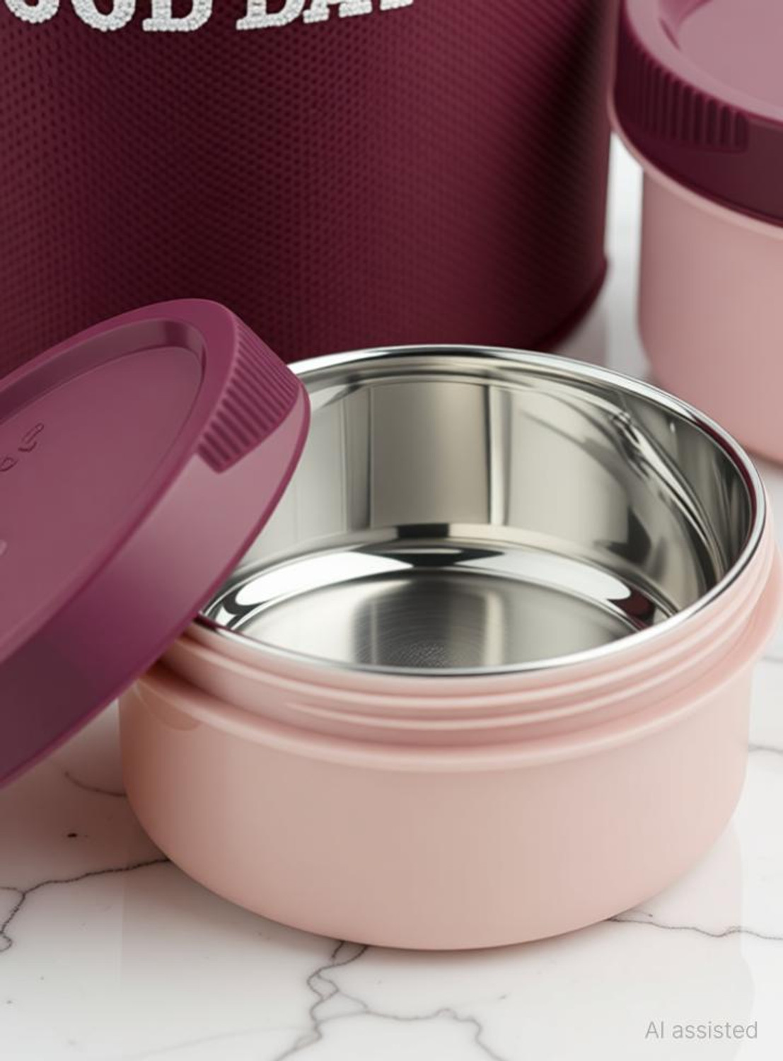 Image of Good Day Easymeal 4pcs maroon 4 Containers Plastic Office Lunch Box