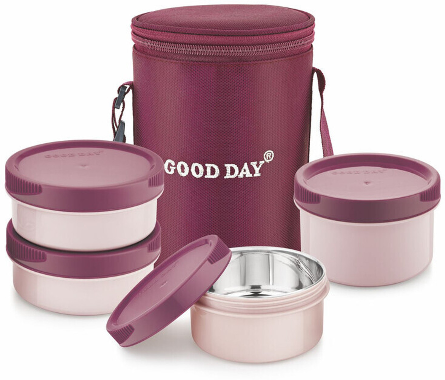 Image of Good Day Easymeal 4pcs maroon 4 Containers Plastic Office Lunch Box