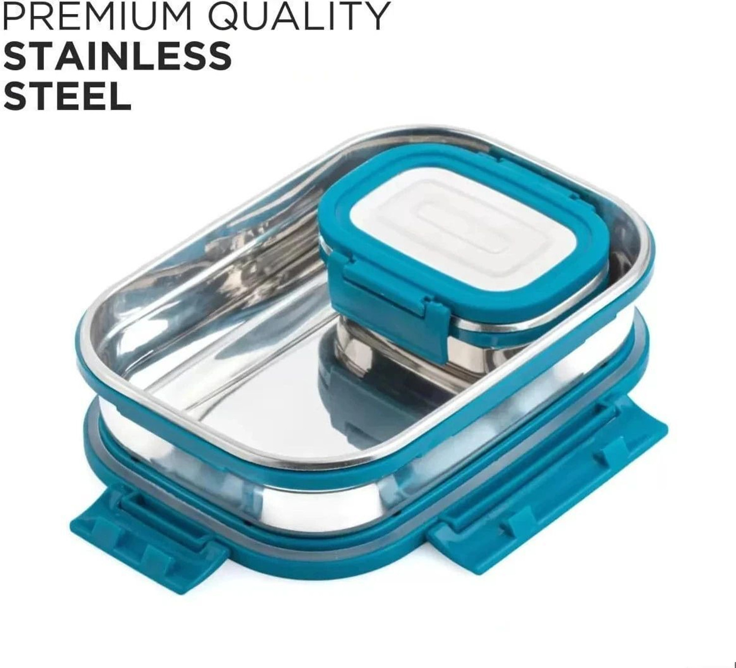Image of 3D METRO SUPER STORE Stainless Steel Leak Proof, Airtight Lunch Box /Tiffin Box for Office, School, 2 Containers Stainless Steel School Lunch Box