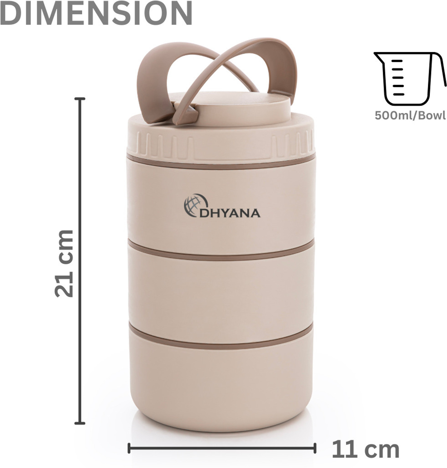 Image of Dhyana Buy 1 Get 1 Free DOST 3 Layer Steel Lunch Box | Leakproof Tiffin for Office 3 Containers Stainless Steel Office Lunch Box (1500 ml)