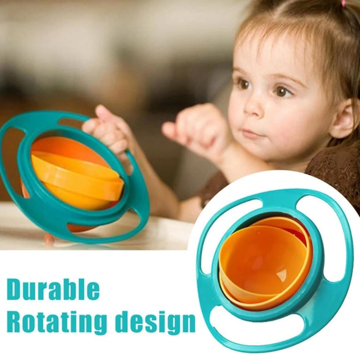 Image of SHEELU Auto Balance Lunch Bowl for Kids 360 Rotating Bowl Plastic Snack Bowl 1 Containers Plastic School Lunch Box