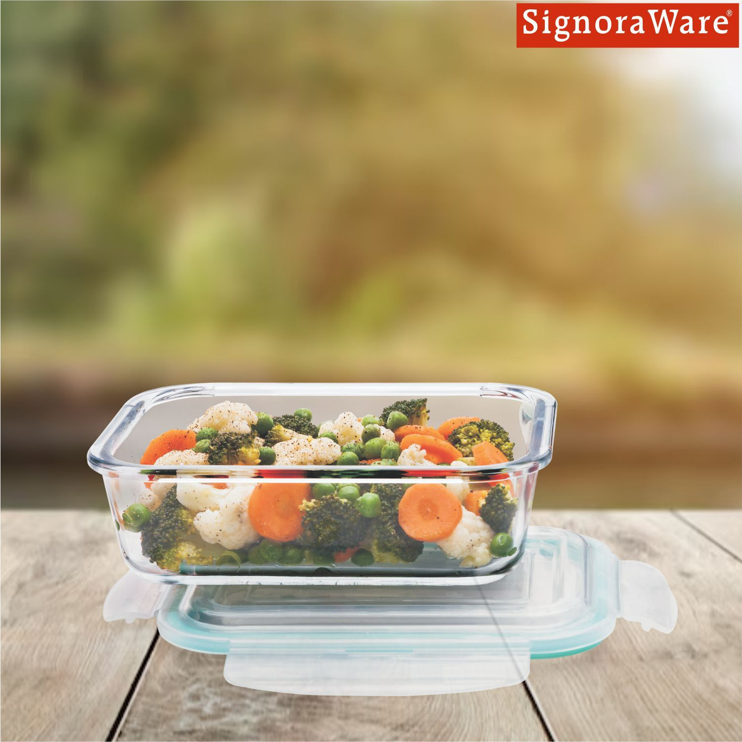 Image of Signoraware Lock N Store Rectangular 1 Containers Glass Office Lunch Box