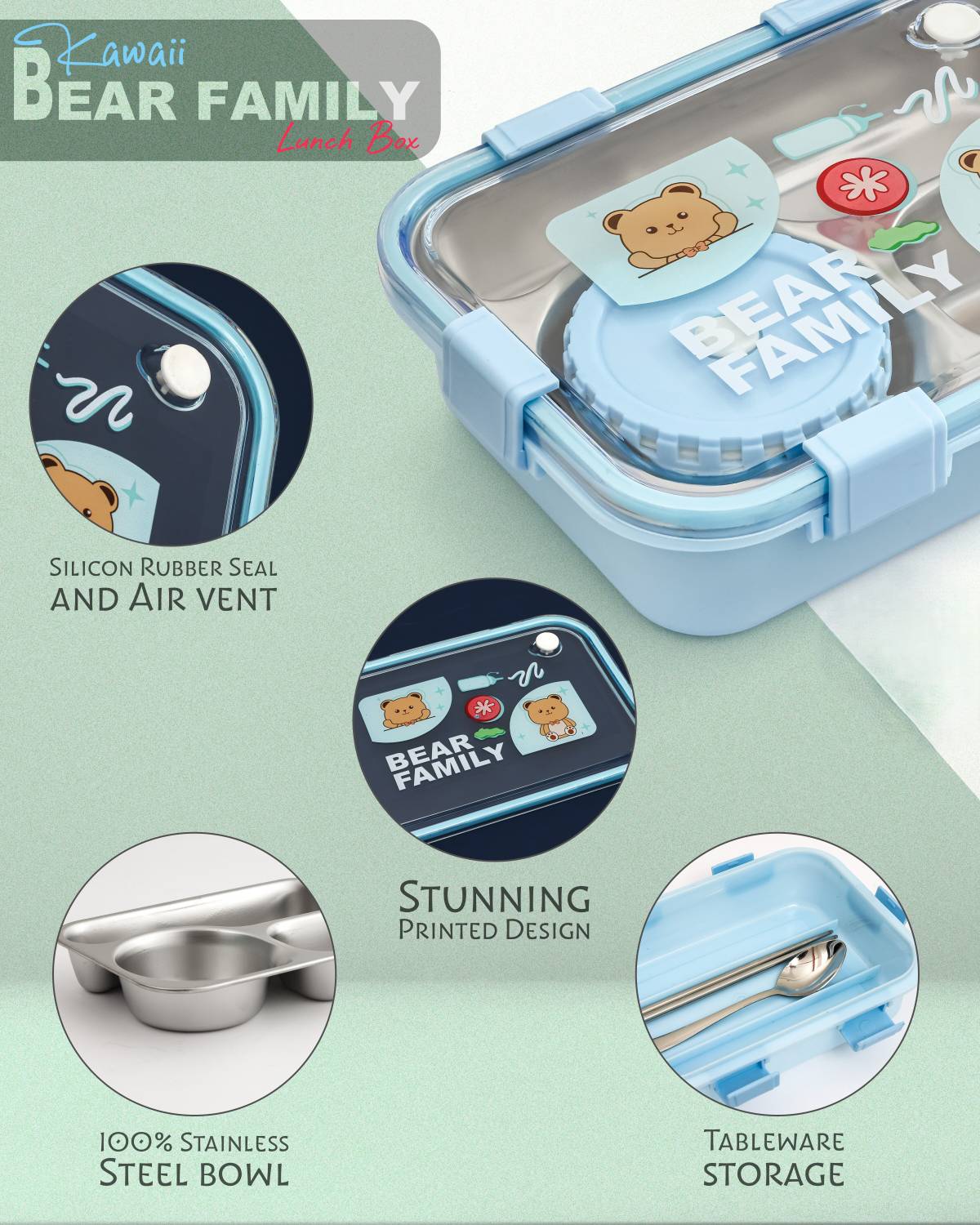 Boxito Steel Leak Proof Lunch Box 3 Containers - Image 5