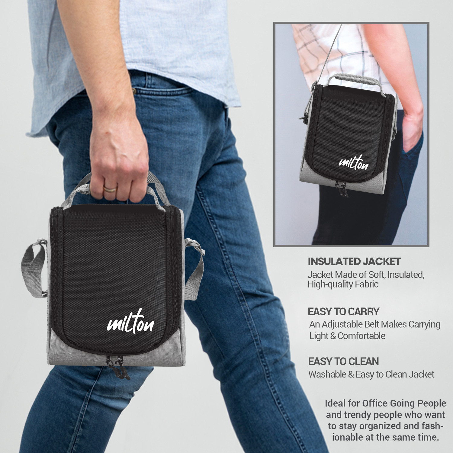 Image of MILTON Tasty 4 Stainless Steel Combo Lunch Box (200ml, 2 - 350ml Each, 500ml) & Tumbler 4 Containers Stainless Steel Office Lunch Box