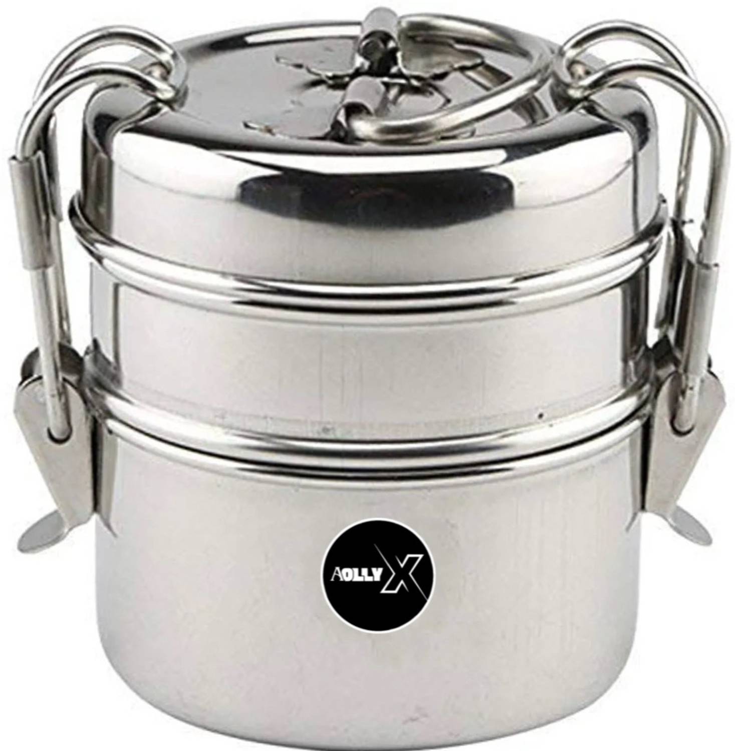 AOLLYX stainless steel food grade 2 container clip carrier 2 Containers Stainless Steel Office Lunch Box
