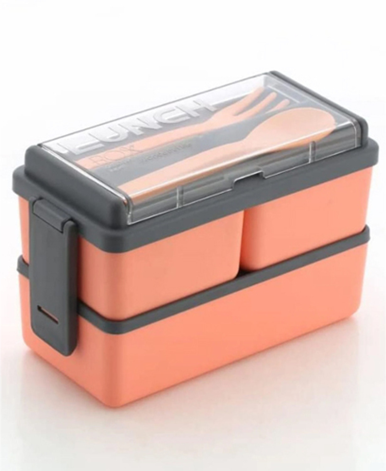 Image of Dangi Double Decker Lunch Box (1400ML) Easy To Clean And Dishwasher Safe 3 Containers Plastic School Lunch Box