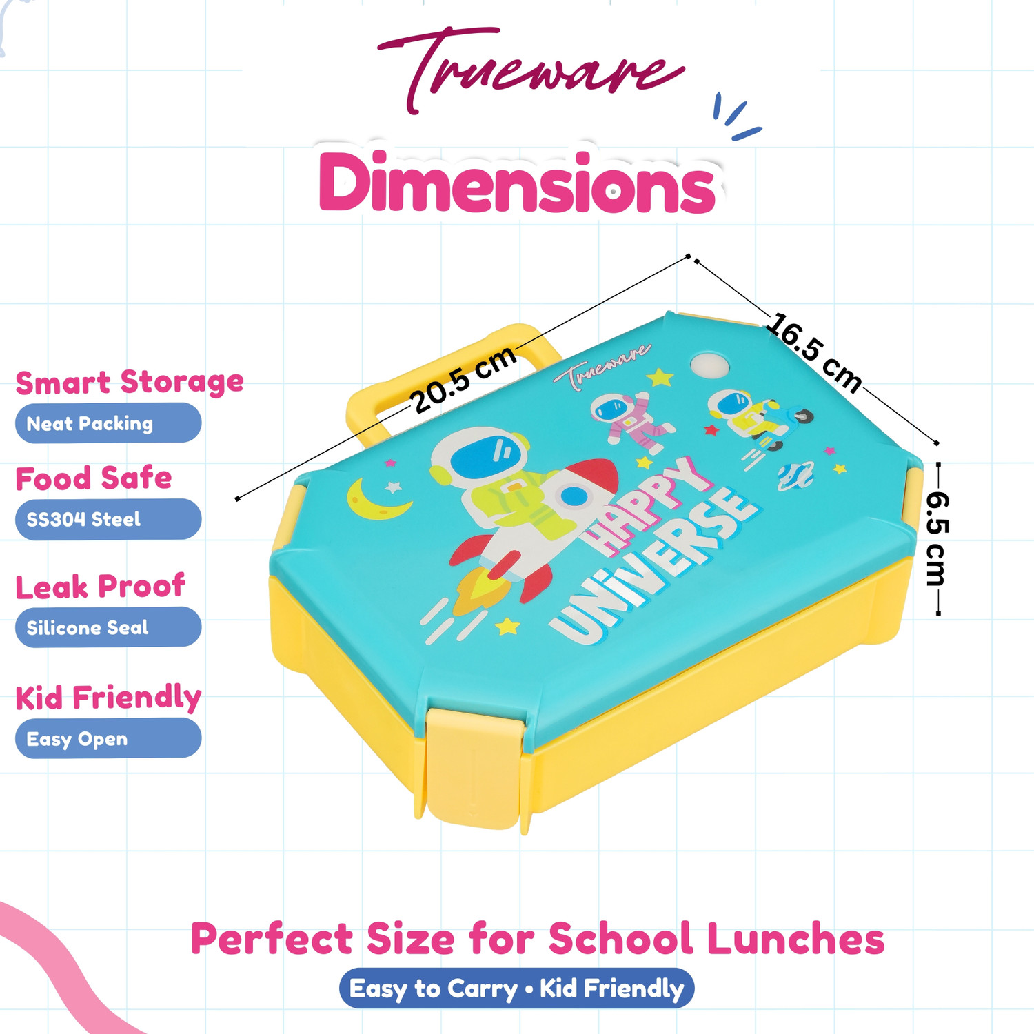 Image of Trueware Blossom 2 304 Stainless Steel PU Insulated Lunch Box with Two Compartment 580ML 2 Containers Stainless Steel, Plastic School Lunch Box