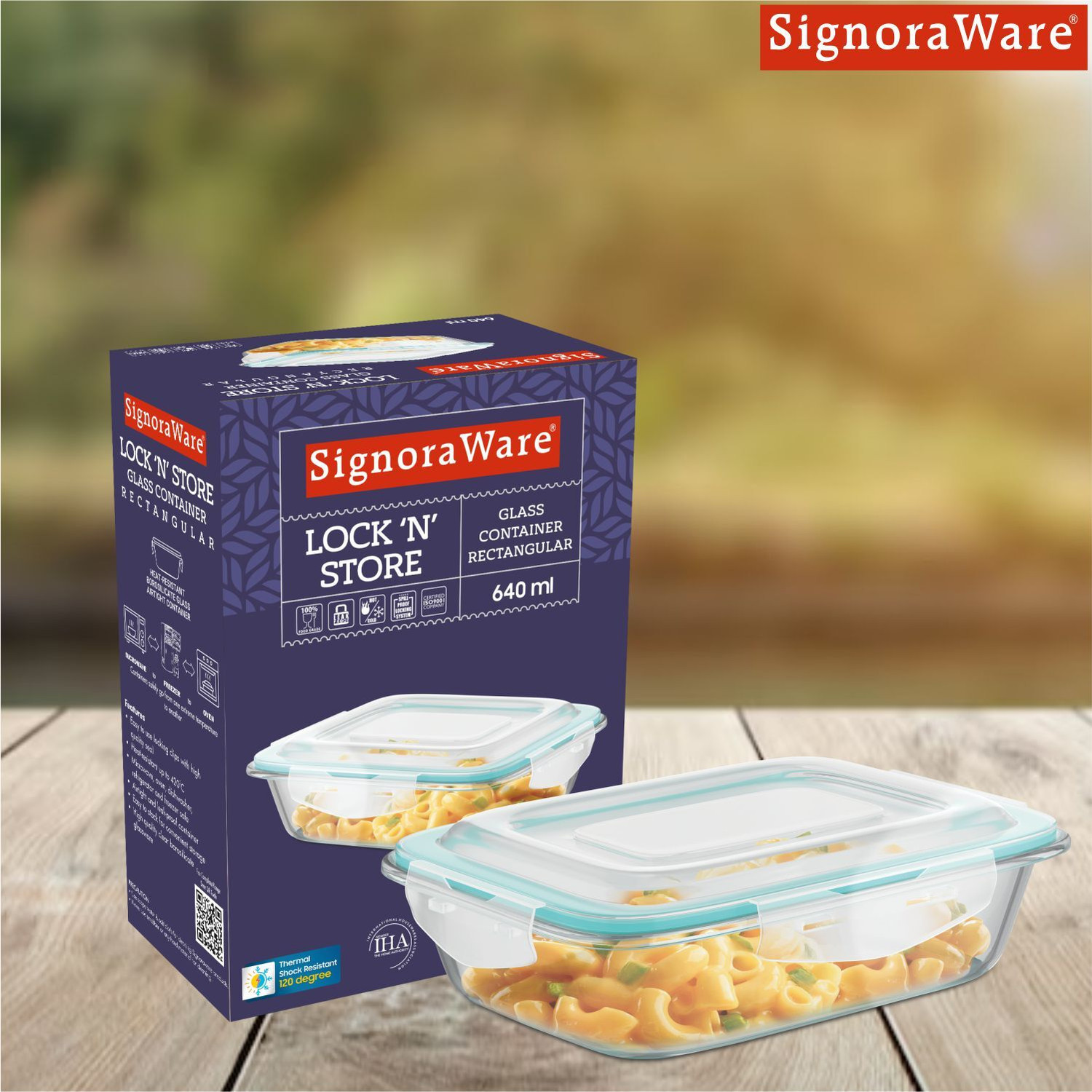 Image of Signoraware Lock N Store Rectangular 1 Containers Glass Office Lunch Box