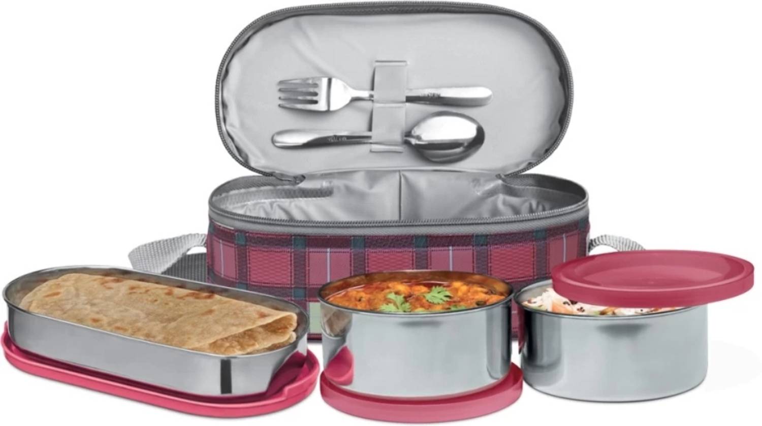 MILTON Corporate Lunch 3 Containers Stainless Steel School Lunch Box — Lunch Boxes & Tiffins