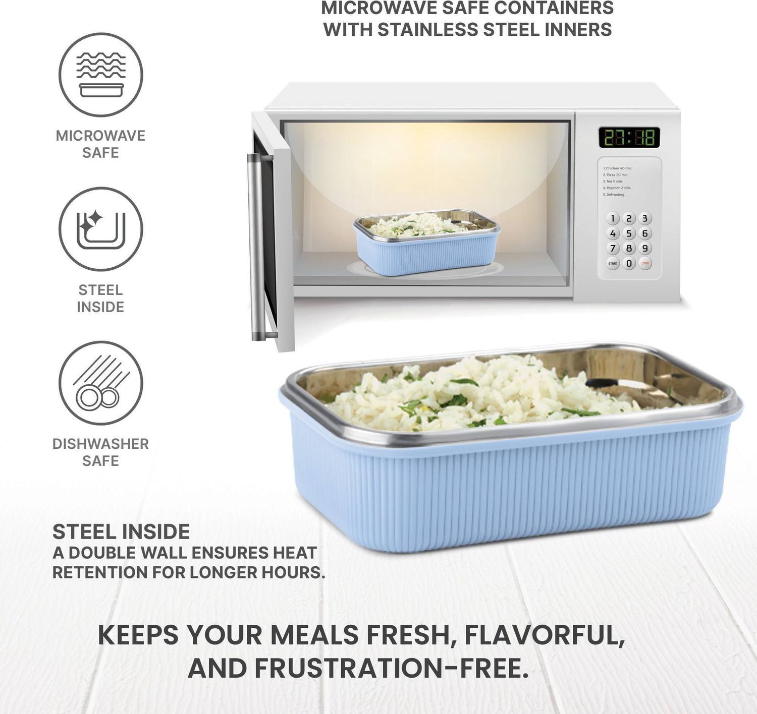 MILTON Cool Touch Epic 800 Stainless Steel Tiffin, Set of 2 - Image 4