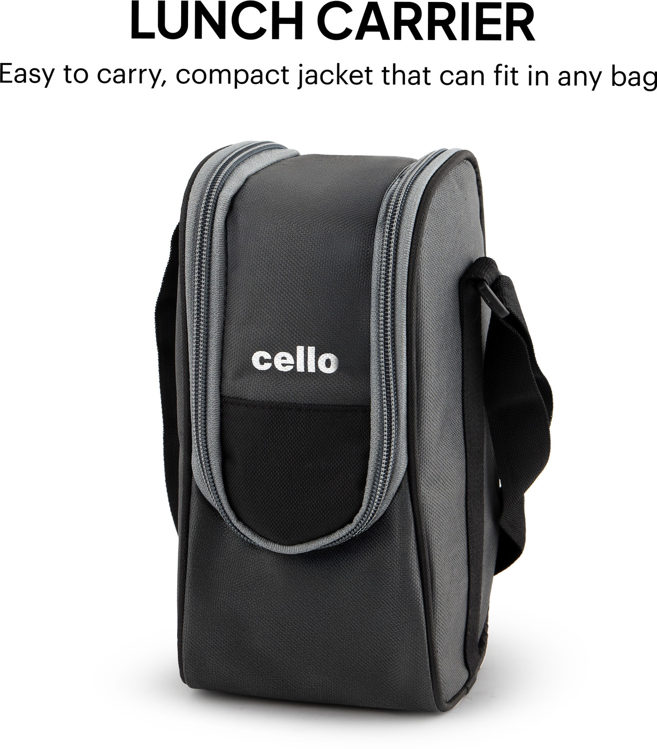 Image of cello Steelox Black Set of 4 (225ml, 375ml, 2 x 550ml) Containers with Bag 4 Containers Stainless Steel Office Lunch Box
