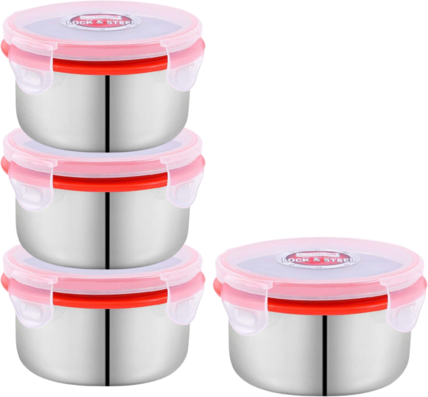 Image of Dream Home Lock N Steel 350 4 Containers Stainless Steel Office Lunch Box