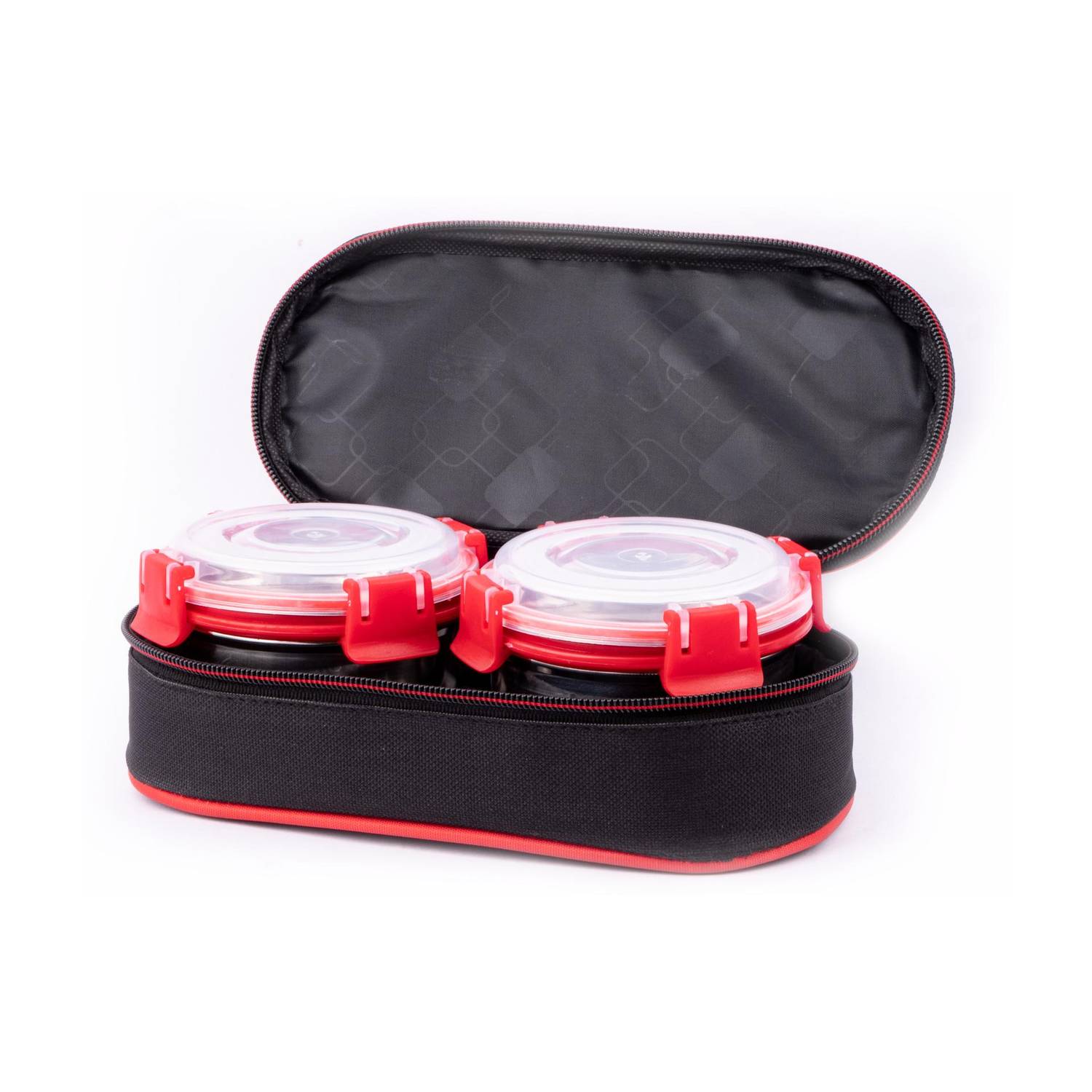 BOWLMAN Red Bag with 2 Containers 2 Containers Stainless Steel School Lunch Box