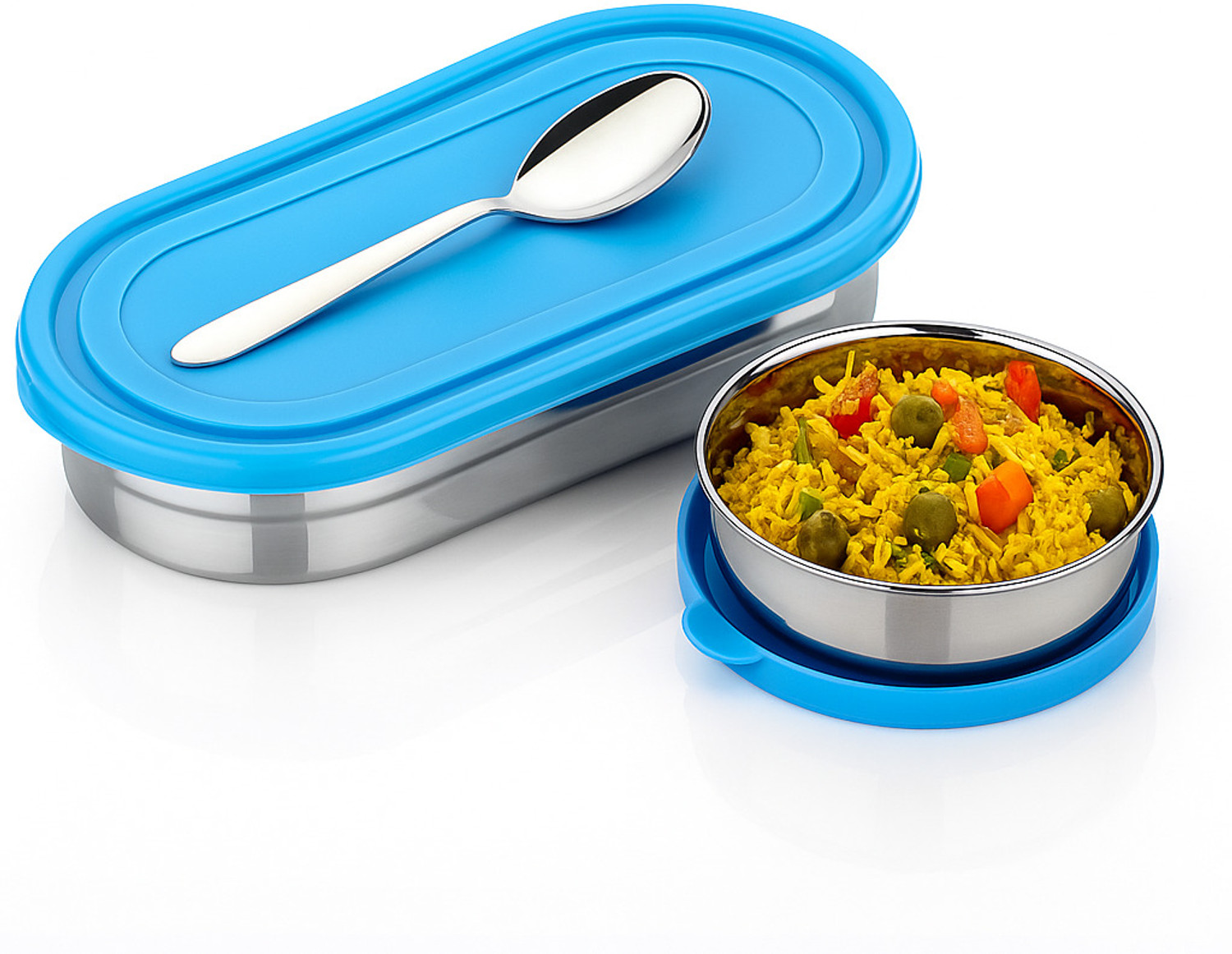 Image of BHARATWISH LUNCH BOX 007 2 Containers Stainless Steel School Lunch Box (700 ml)