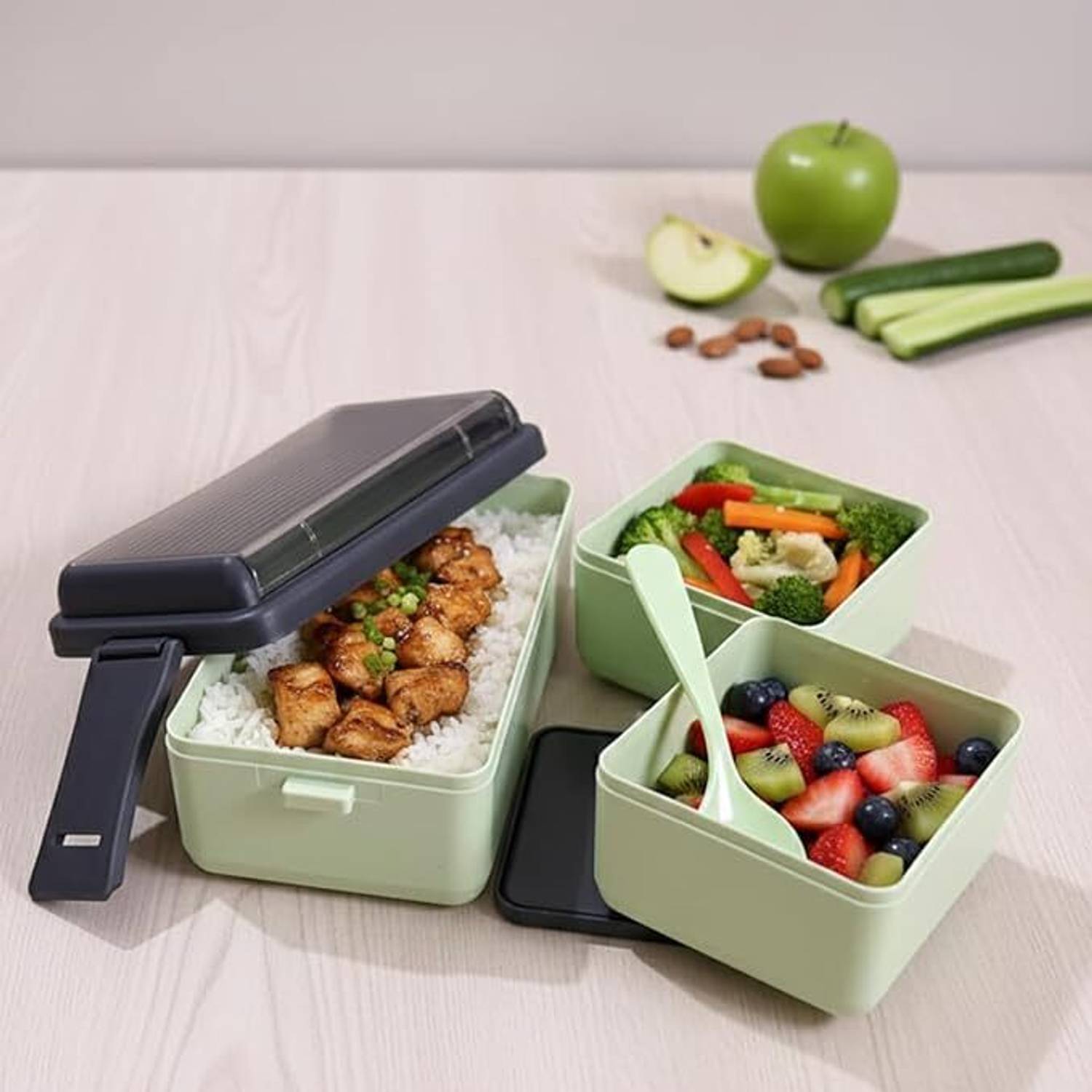 krupify Double Decker Plastic Lunch Box. 3 Containers Plastic Off... more