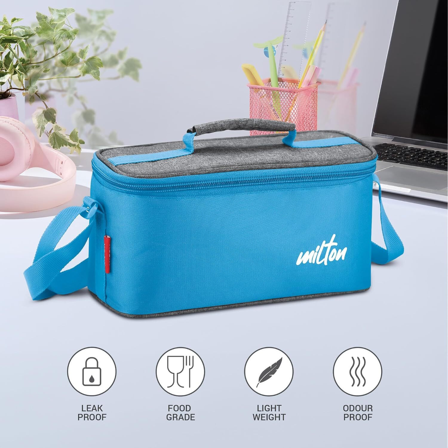 Image of MILTON Steel Champ Lunch Box (3 Compartments: 2 Round 340ml, 1 Oval 450ml) 3 Containers Stainless Steel, Plastic Office Lunch Box