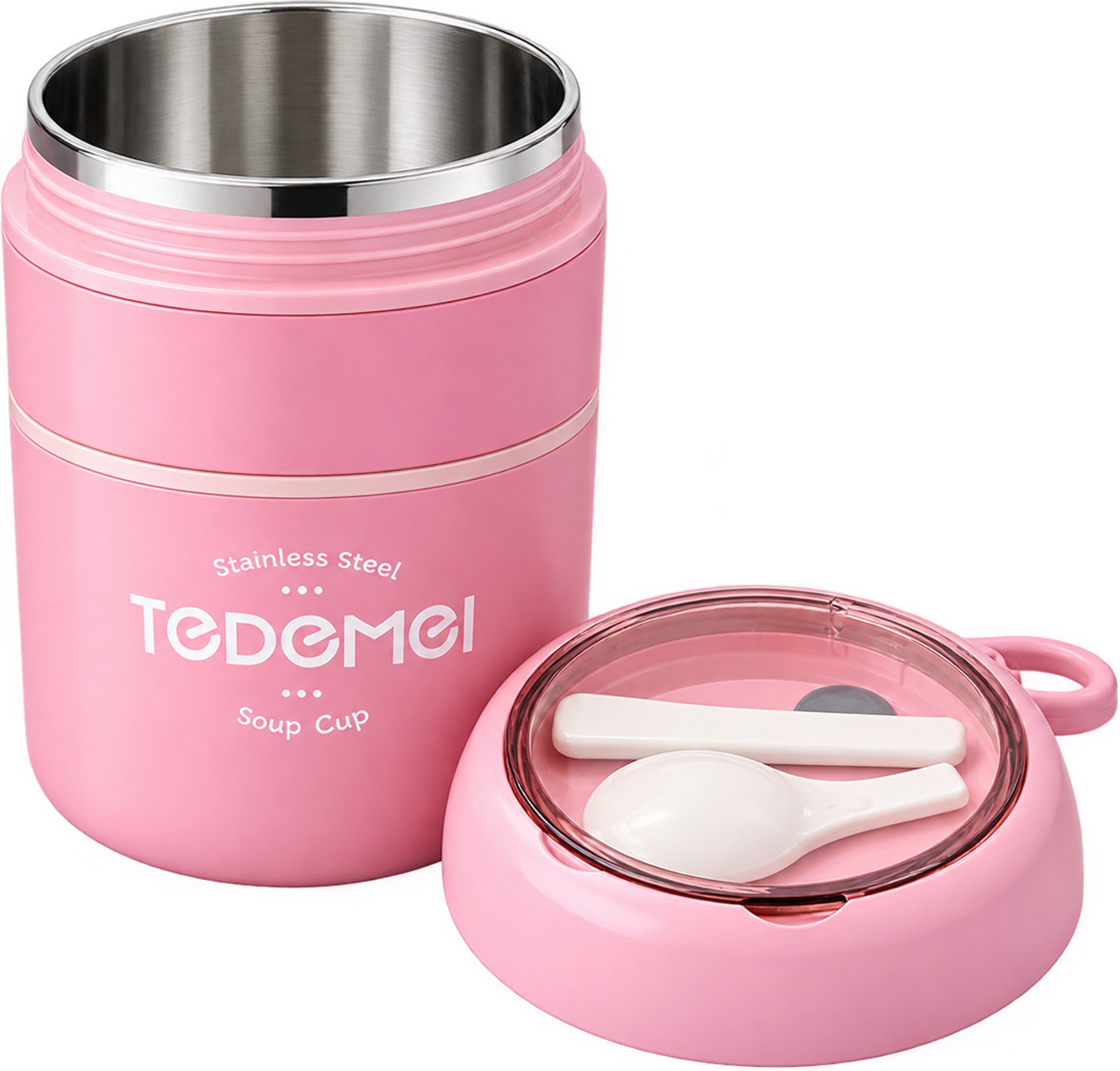 Image of BLLUEX Insulated Leakproof Soup Cup & Thermal Lunch Box with Spoon - for Kids & Adults 2 Containers Stainless Steel, Plastic School Lunch Box