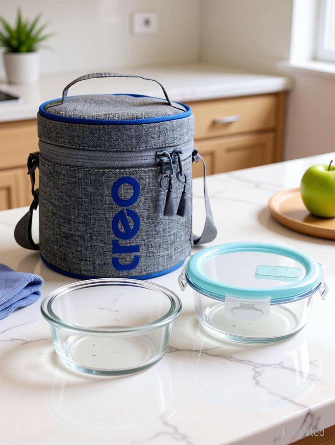 TREO ALL FRESH BOROSILICATE GLASS TIFFIN 2PCS SET 2 Containers Glass Office Lunch Box