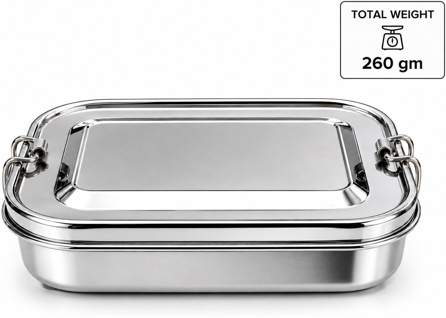Image of kwi Steel Lunch Box Rectangular 2 Containers Stainless Steel School Lunch Box