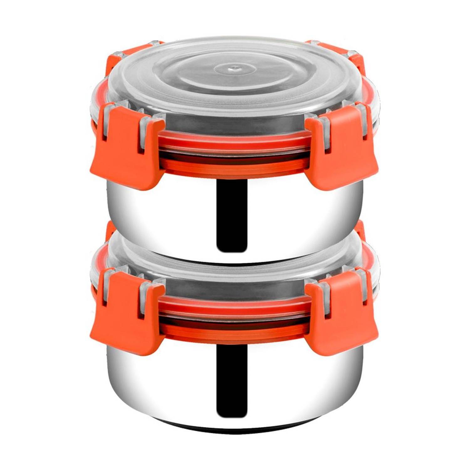 BOWLMAN Lock n Lock Orange 2 Containers Stainless Steel School Lunch Box